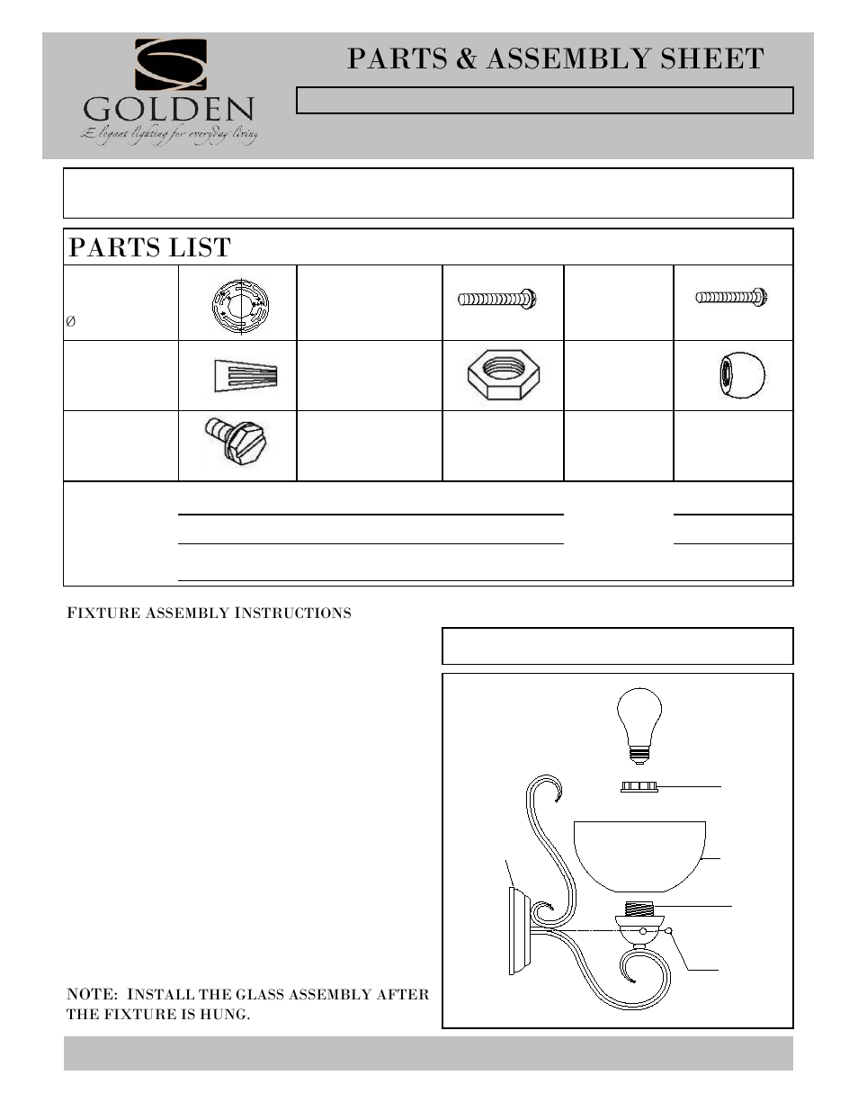 Golden Lighting 1567-1W PC User Manual | 2 pages