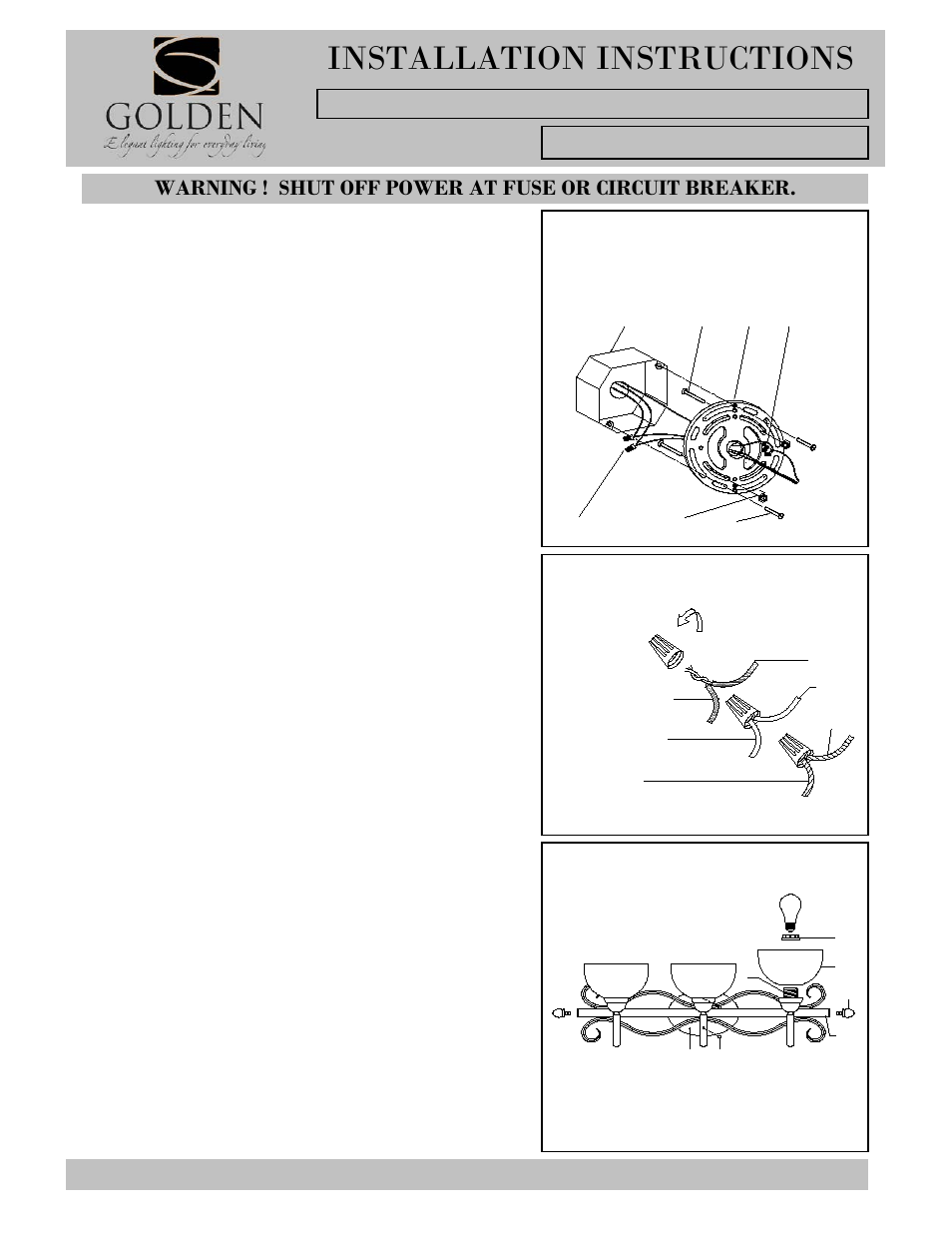 Installation instructions | Golden Lighting 1567-BA3 PC User Manual | Page 2 / 2
