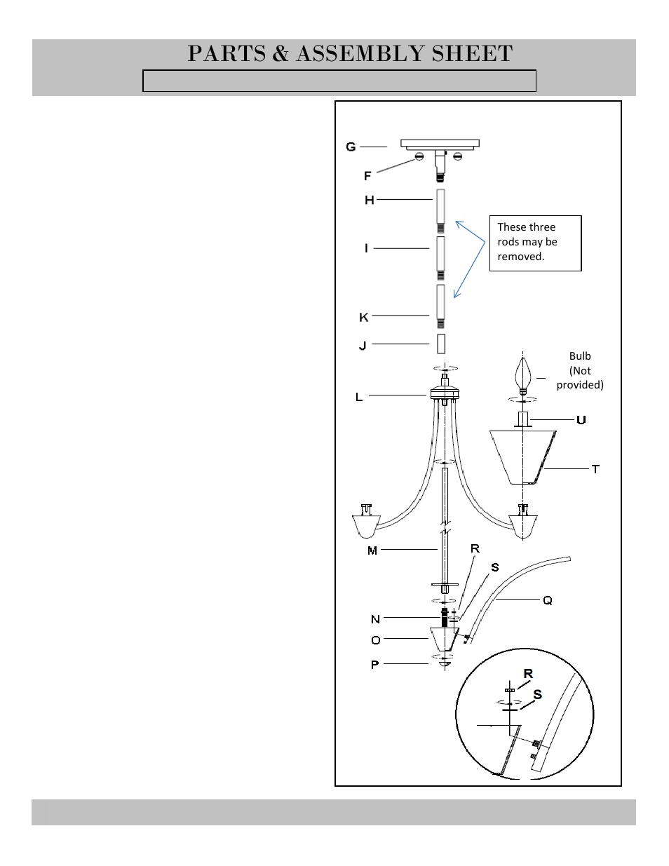 Parts & assembly sheet | Golden Lighting 1648-5 BUS User Manual | Page 2 / 3