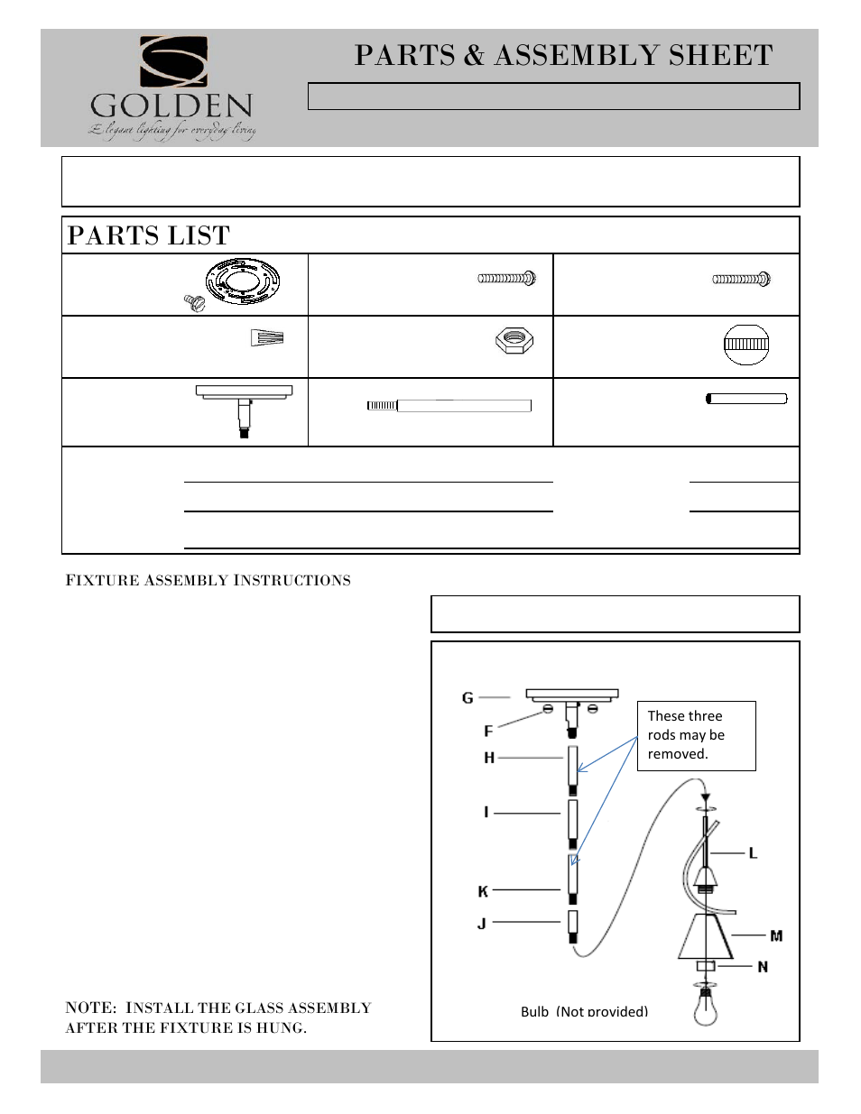 Golden Lighting 1648-M1L BUS User Manual | 2 pages
