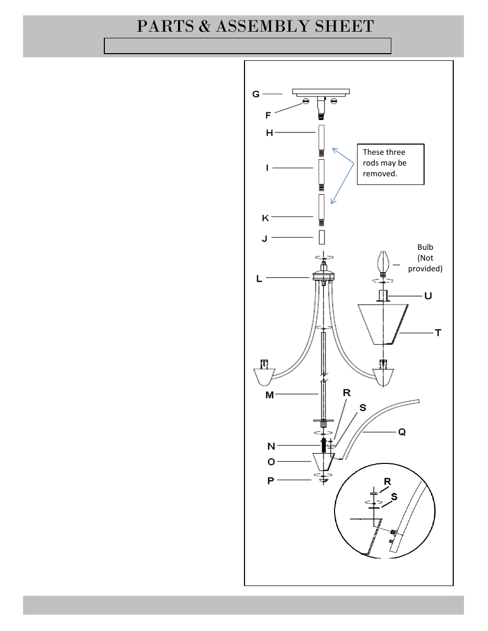 Parts & assembly sheet | Golden Lighting 1648-M3 BUS User Manual | Page 2 / 3