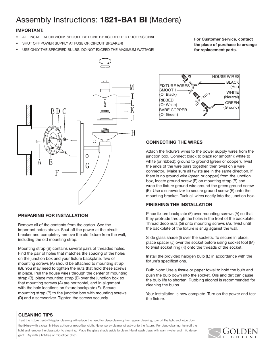 Golden Lighting 1821-BA1 BI User Manual | 1 page