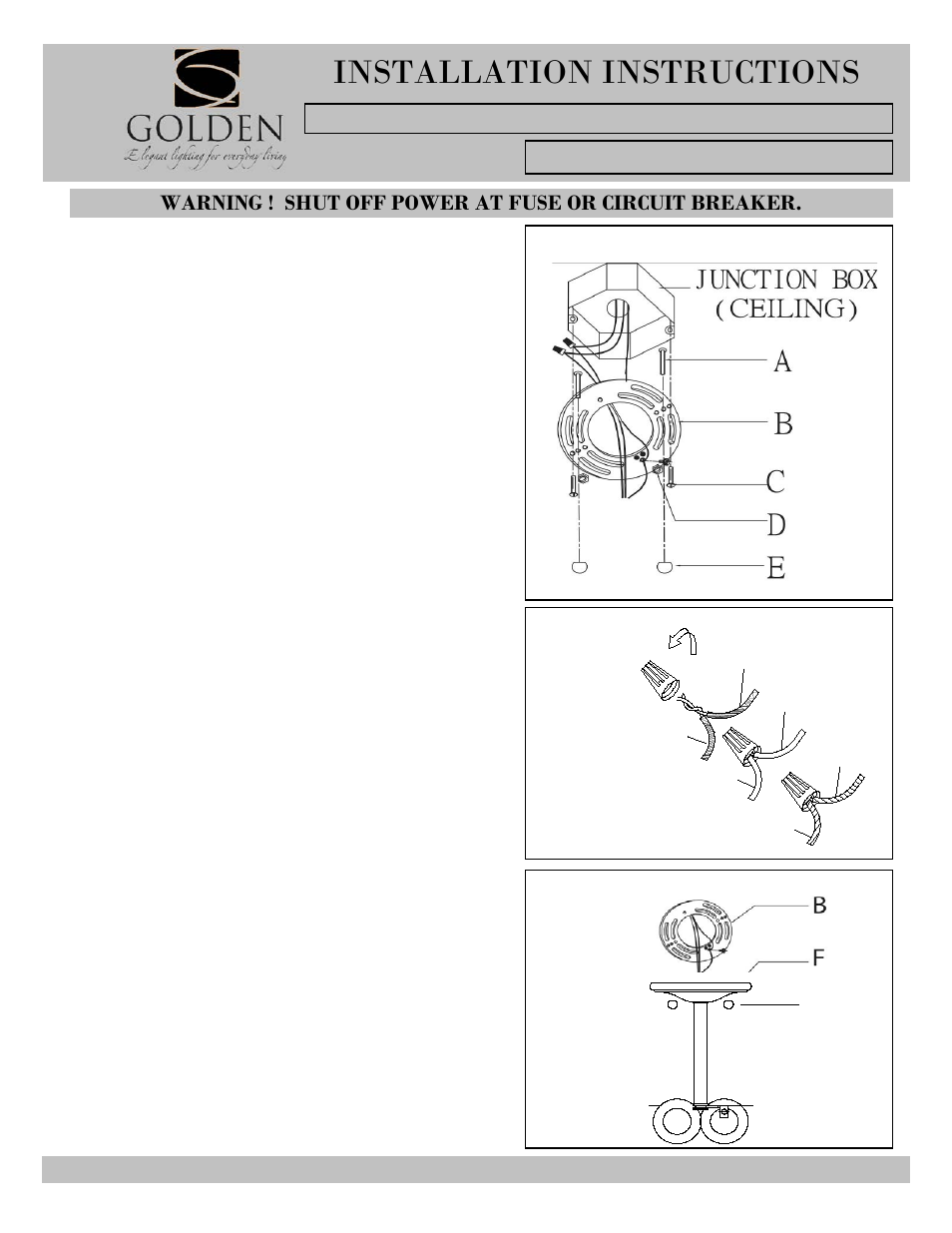 1821-sf i, Installation instructions | Golden Lighting 1821-SF BI User Manual | Page 3 / 4