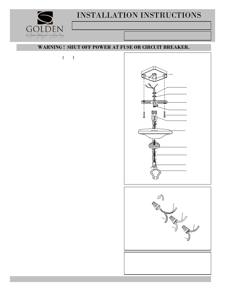 Installation instructions, Lb c a | Golden Lighting 1821-SF BI User Manual | Page 4 / 4