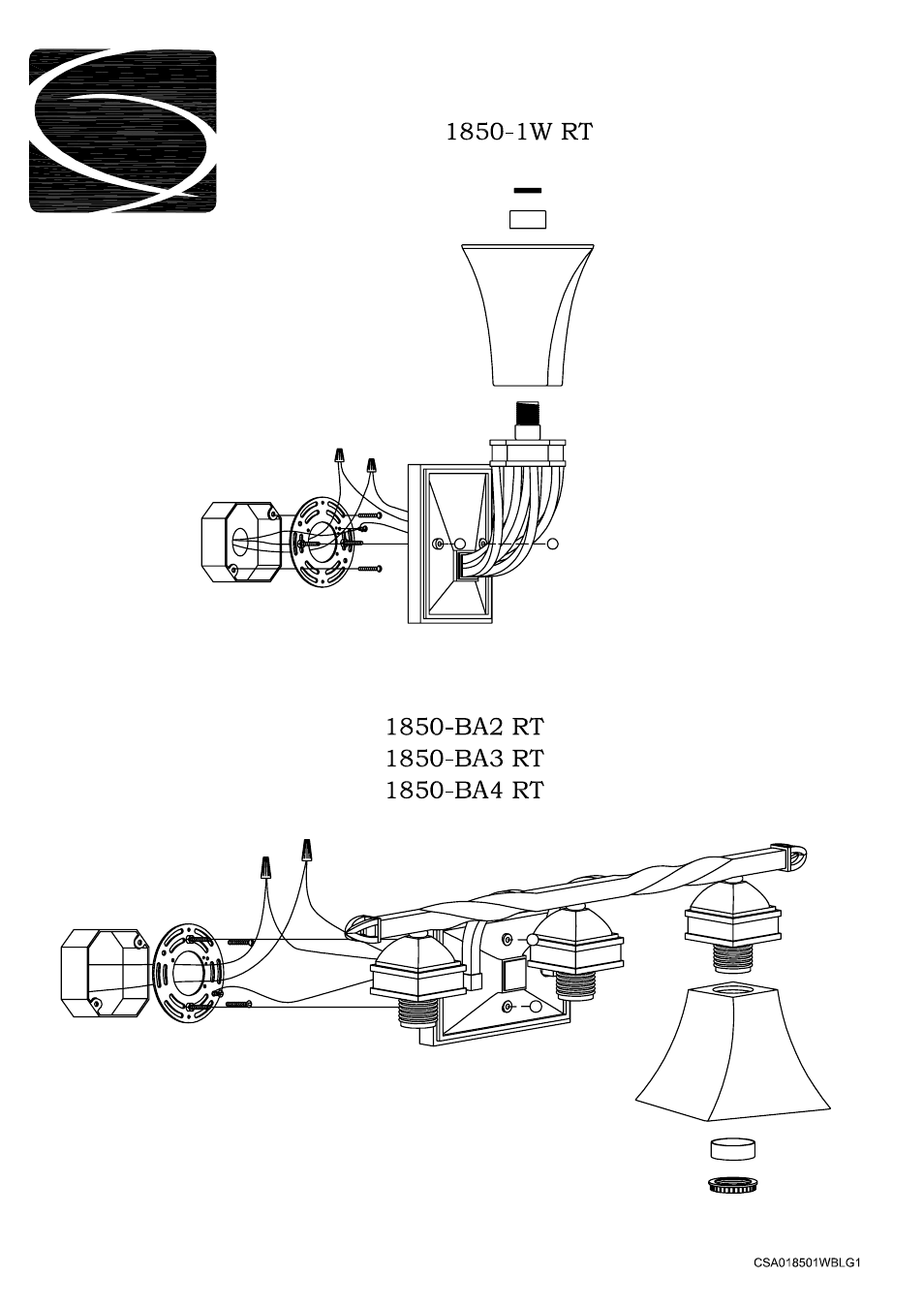 Golden Lighting 1850-1W RT User Manual | 2 pages