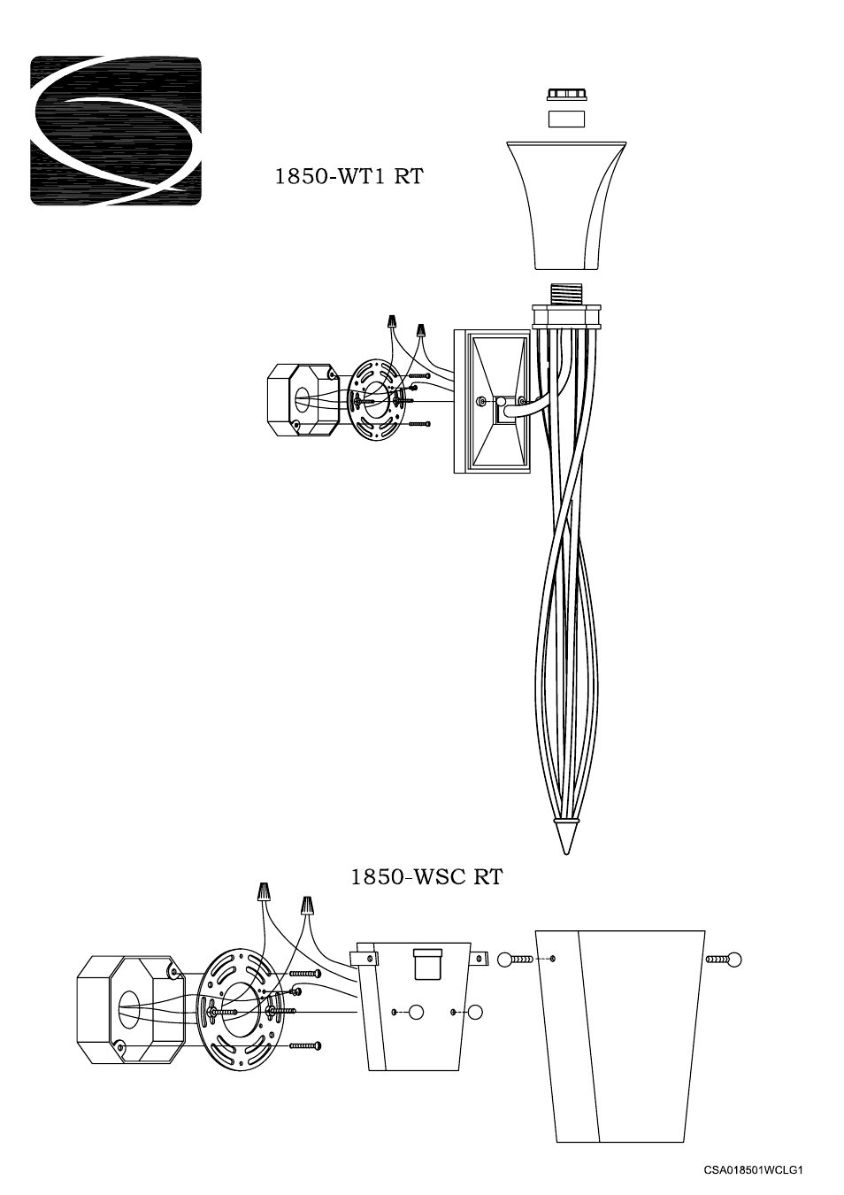 Golden Lighting 1850-WT1 RT User Manual | 2 pages