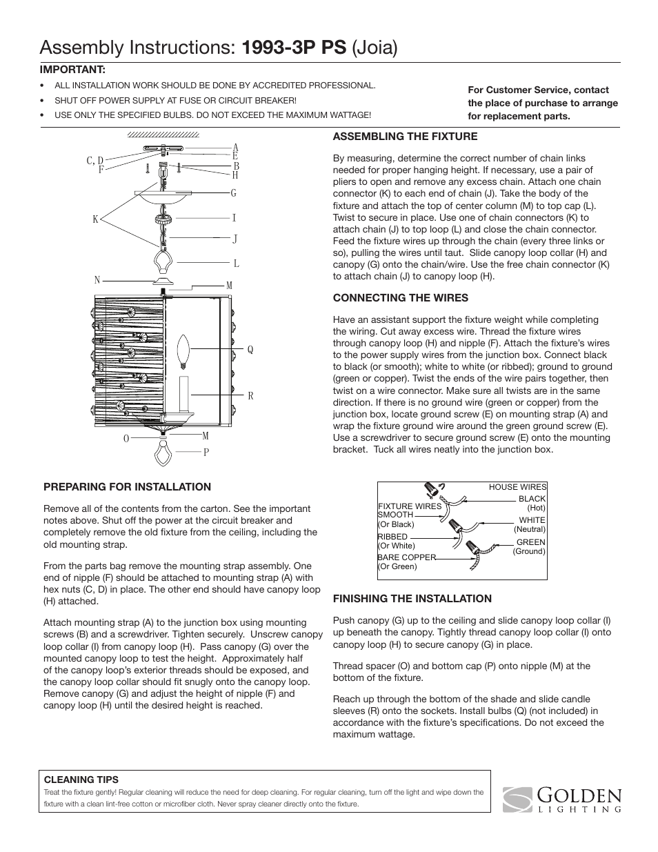 Golden Lighting 1993-3P PS User Manual | 1 page