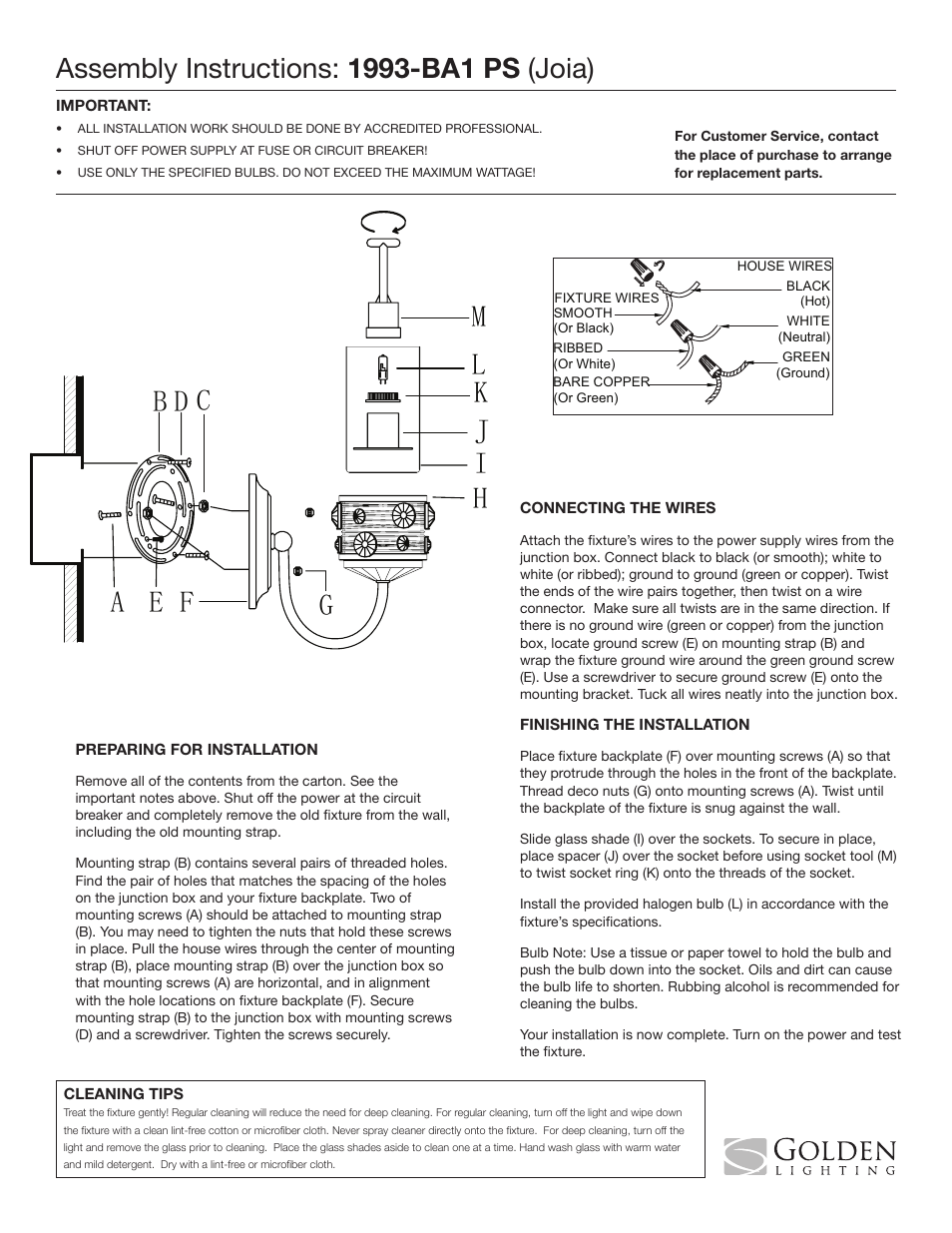 Golden Lighting 1993-BA1 PS User Manual | 1 page