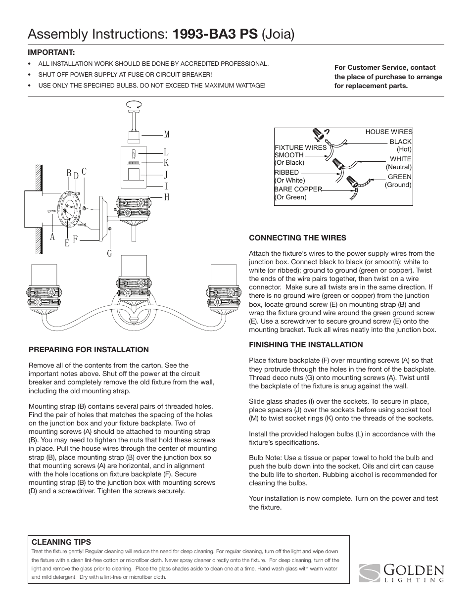 Golden Lighting 1993-BA3 PS User Manual | 1 page