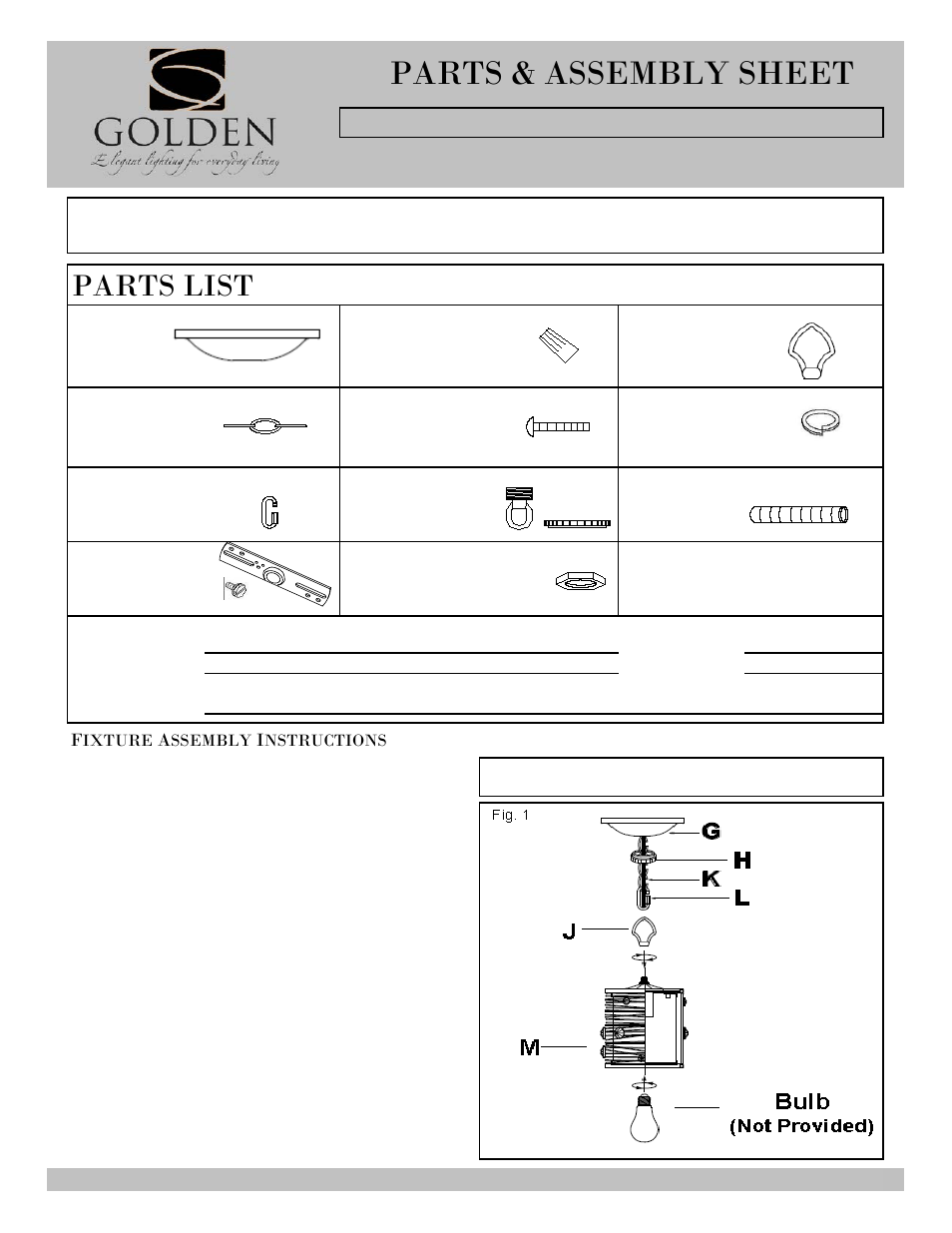 Golden Lighting 1993-M1L PS User Manual | 3 pages
