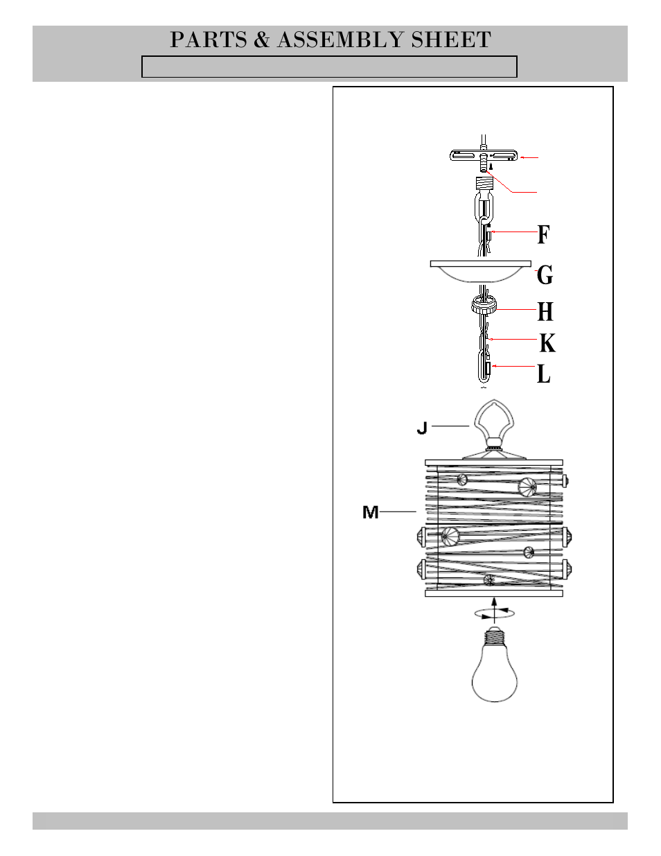 Parts & assembly sheet | Golden Lighting 1993-M1L PS User Manual | Page 2 / 3