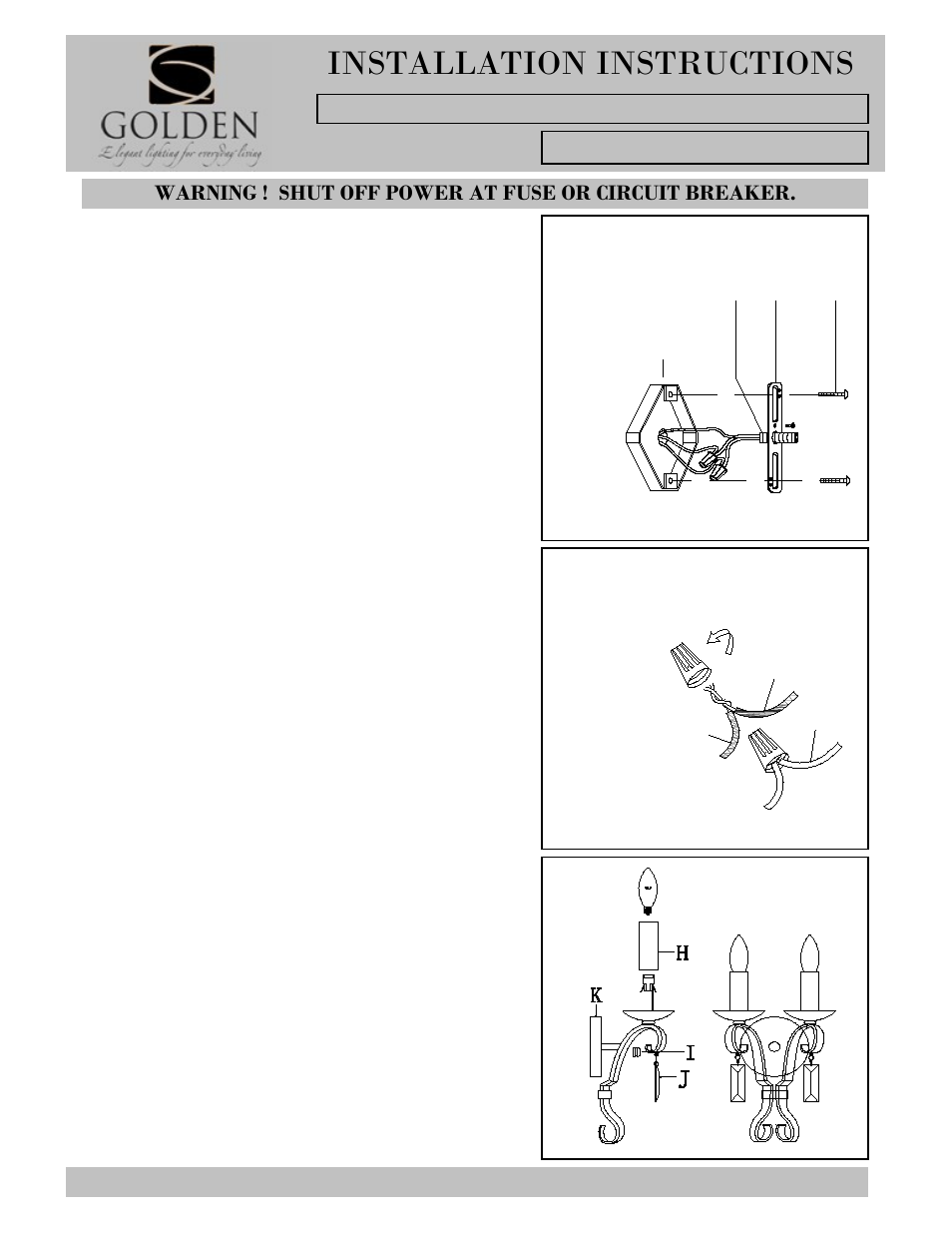 2049-2w i, Installation instructions, Ce b a | Golden Lighting 2049-4P FB User Manual | Page 2 / 2