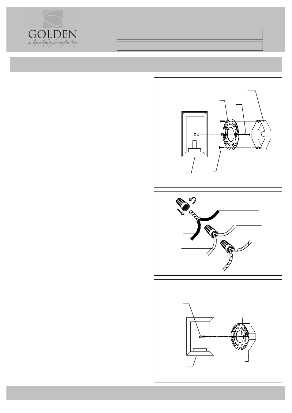 2073-1w gmt installation instructions part 1, Installation instructions, Warning! shut power off at fuse or circuit breaker | Golden Lighting 2073-1W GMT User Manual | Page 2 / 2