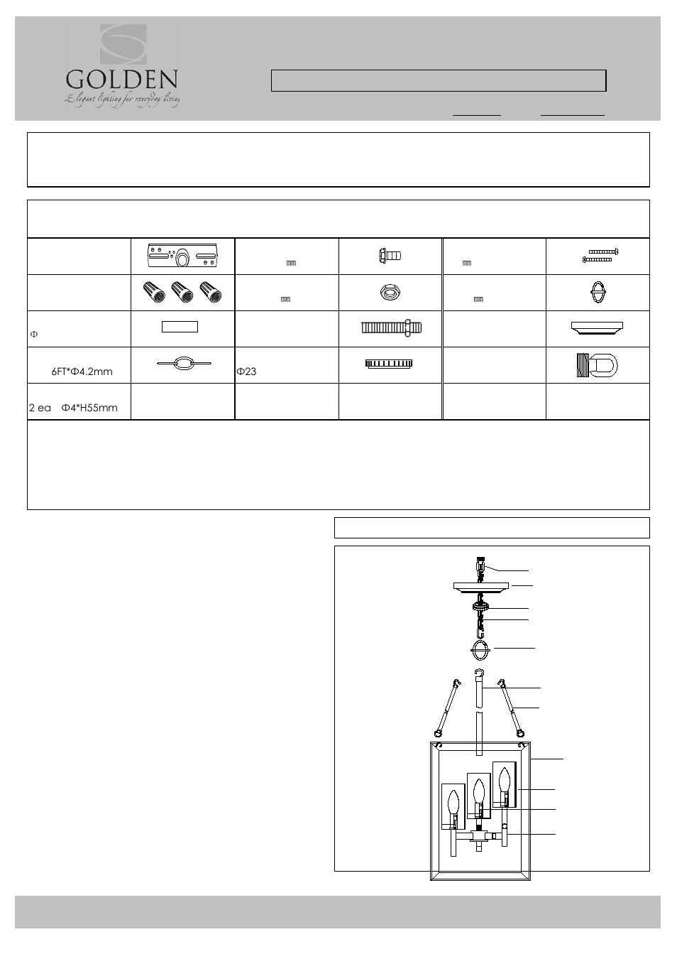 Golden Lighting 2073-3P WG User Manual | 2 pages