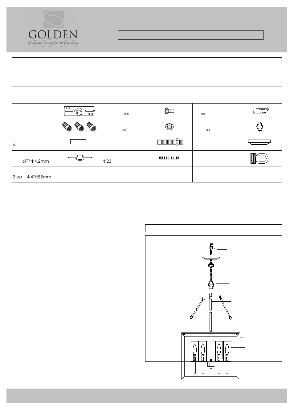 Golden Lighting 2073-6 GMT User Manual | 2 pages