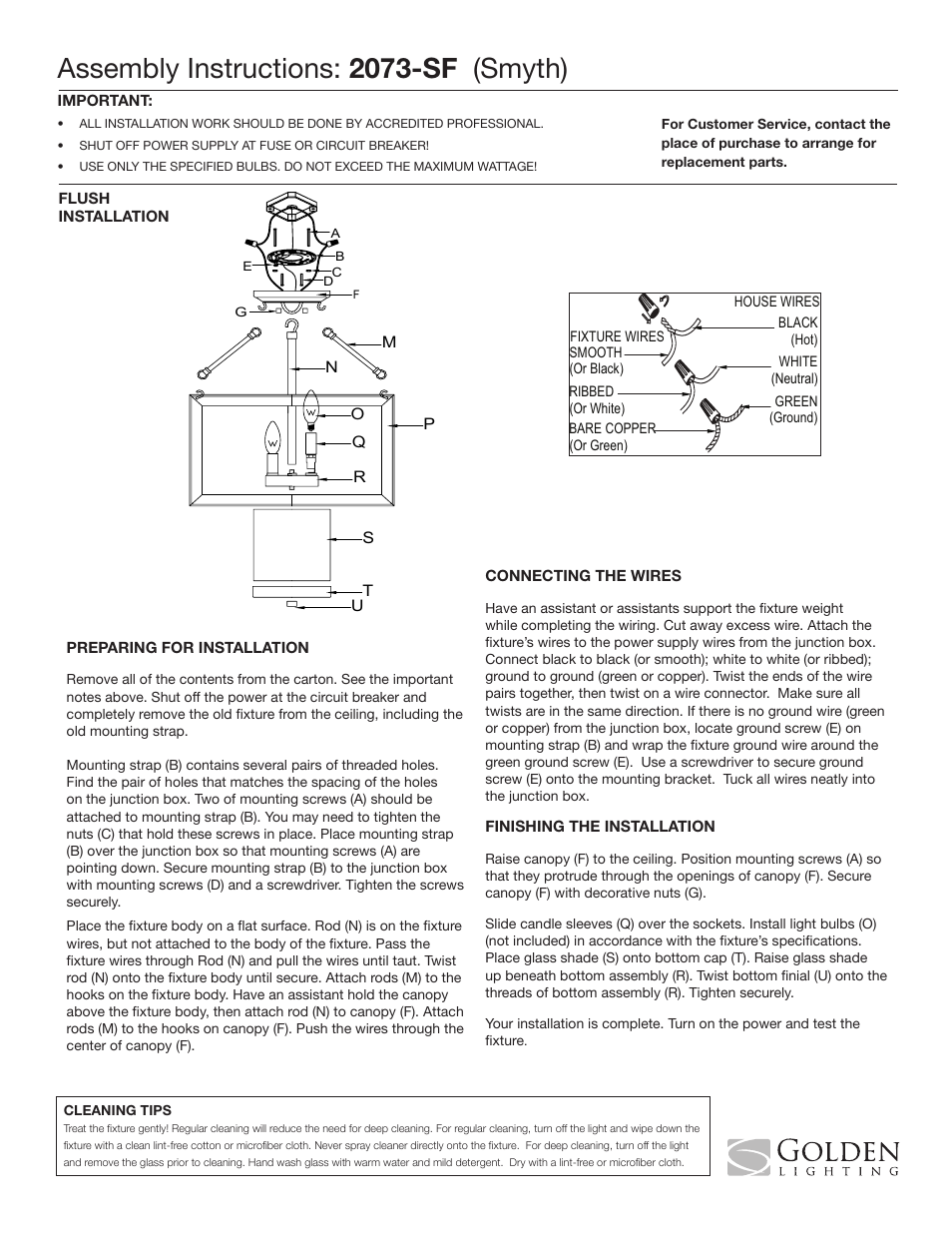 Golden Lighting 2073-SF WG User Manual | 2 pages