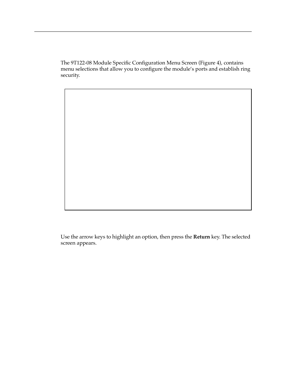 Module specific configuration menu | Cabletron Systems Expansion module 9T122-08 User Manual | Page 16 / 36