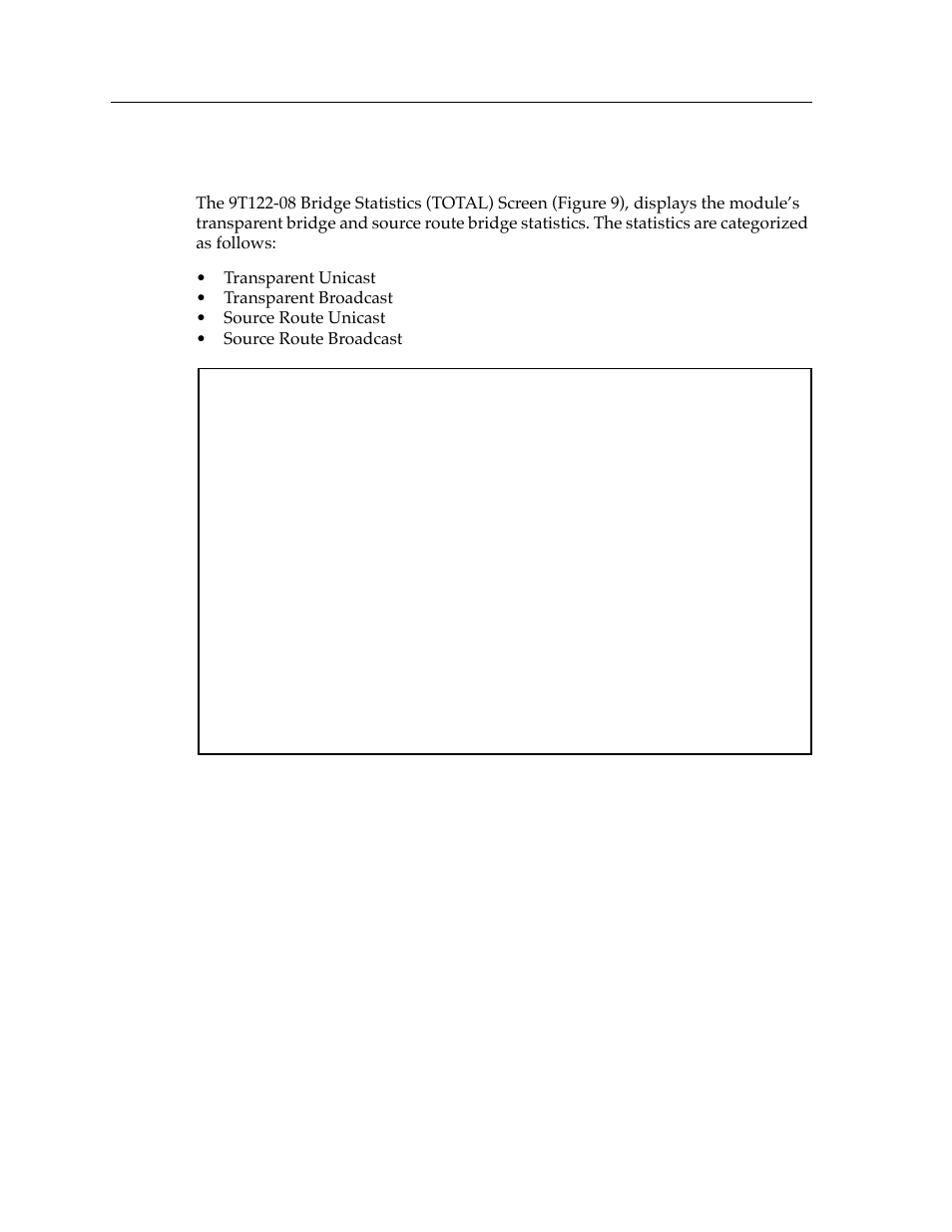 Bridge statistics screen | Cabletron Systems Expansion module 9T122-08 User Manual | Page 28 / 36