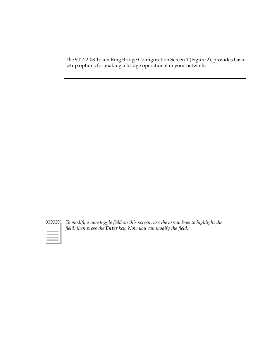 Token ring bridge configuration (screen 1) | Cabletron Systems Expansion module 9T122-08 User Manual | Page 9 / 36