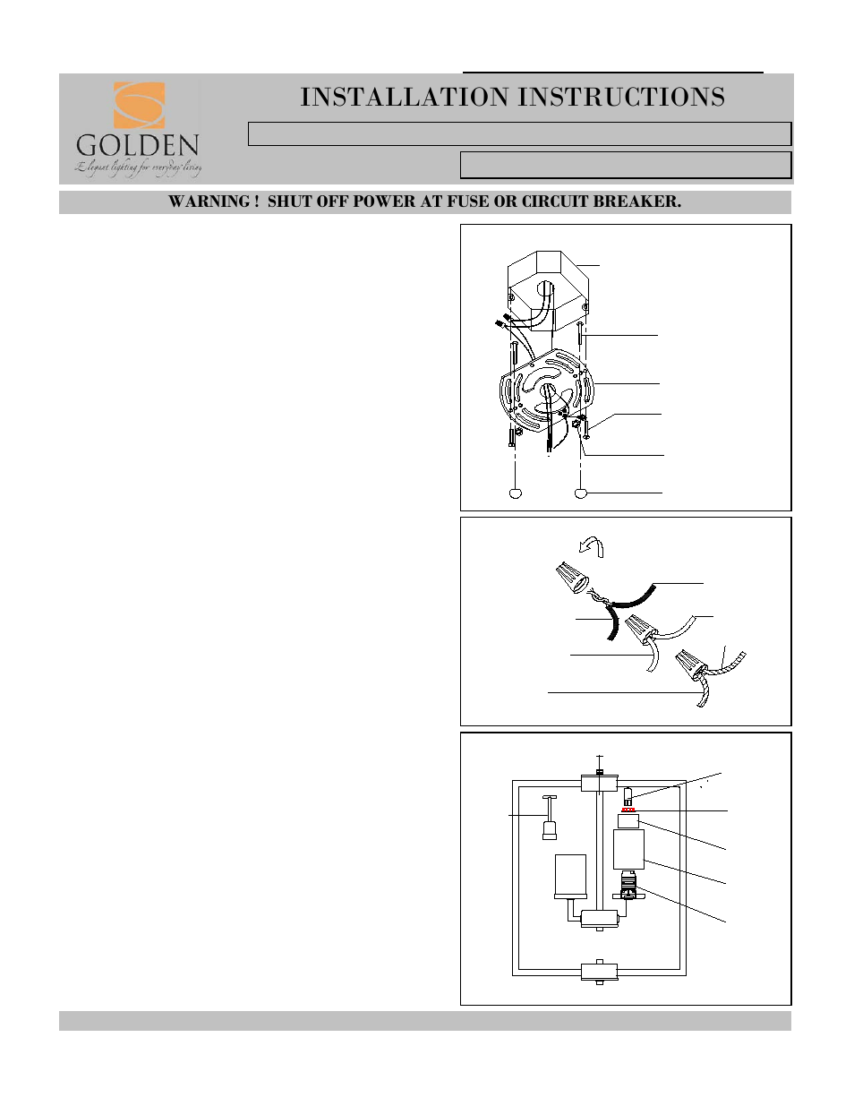 Installation instructions, Ad c, Junction box (ceiling) | Golden Lighting 2081-3P CH User Manual | Page 2 / 2