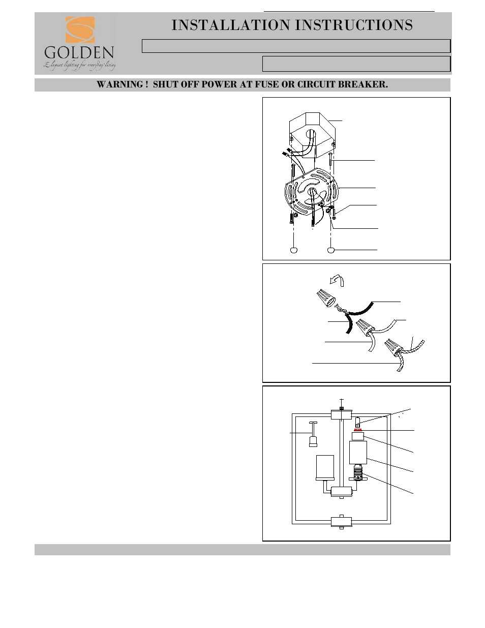 Installation instructions, Ad c, Junction box (ceiling) | Golden Lighting 2081-5 CH User Manual | Page 2 / 2