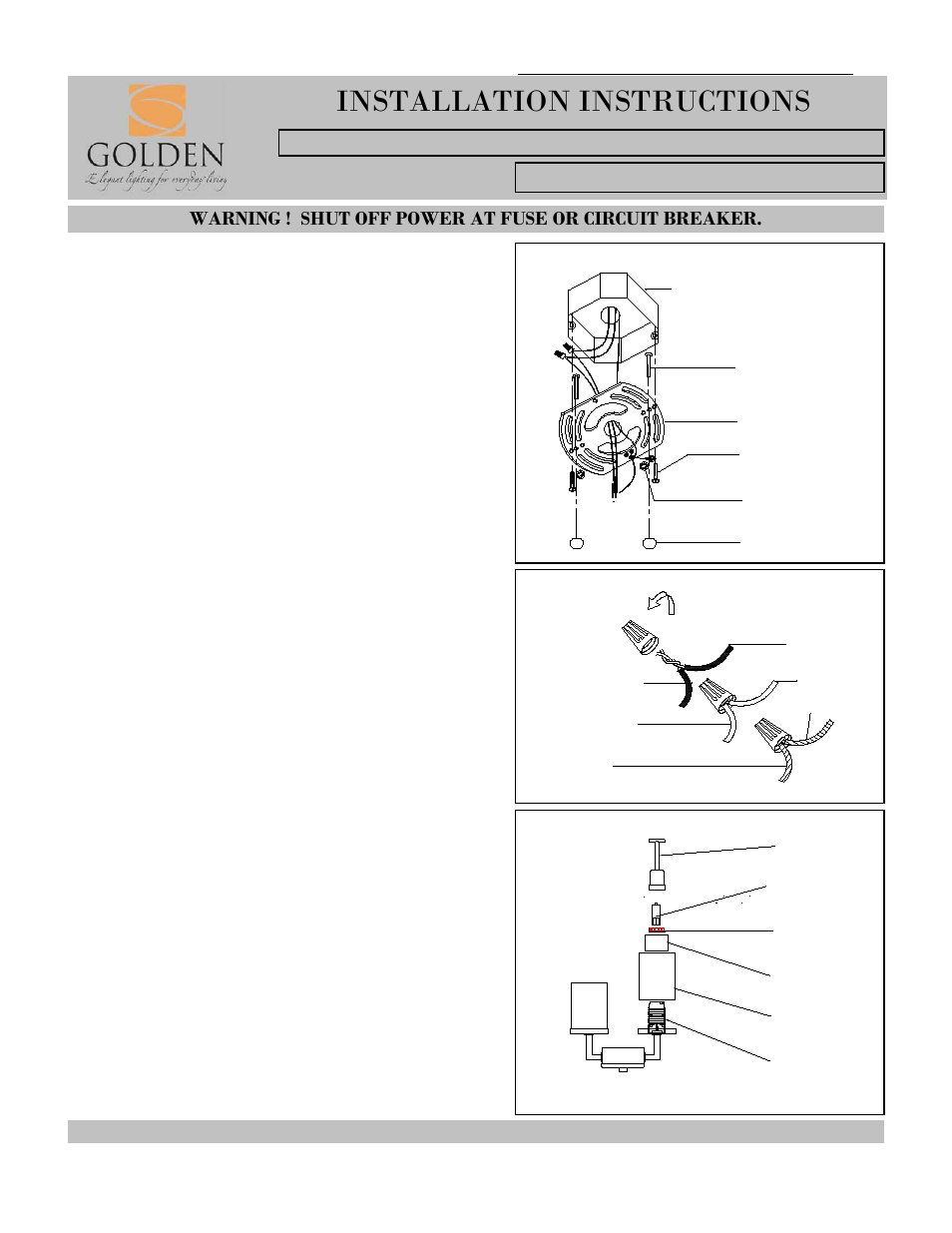 Installation instructions, Ad c, Junction box (ceiling) | Golden Lighting 2081-9 CH User Manual | Page 2 / 2