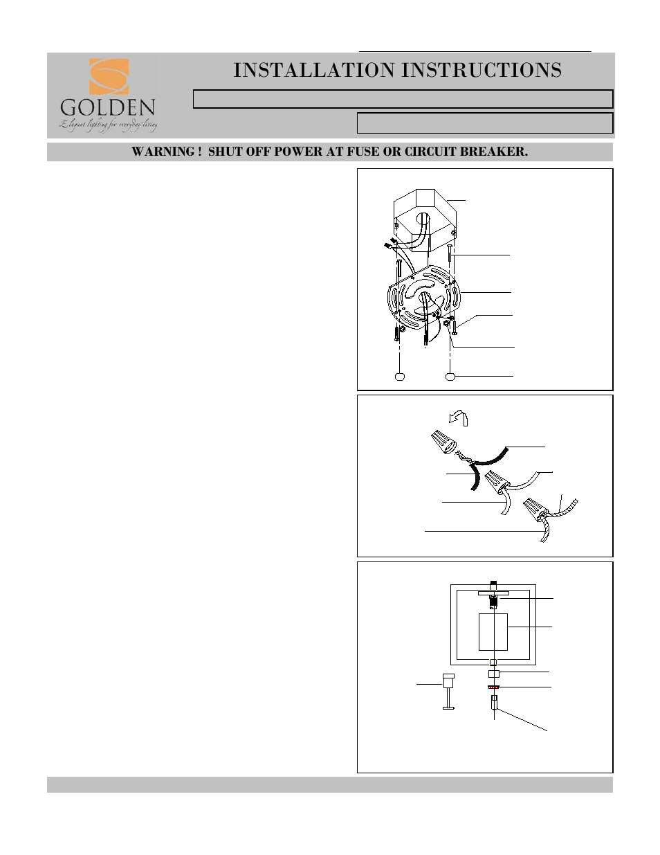 Installation instructions, Ad c, Junction box (ceiling) | Golden Lighting 2081-M1L CH User Manual | Page 2 / 2