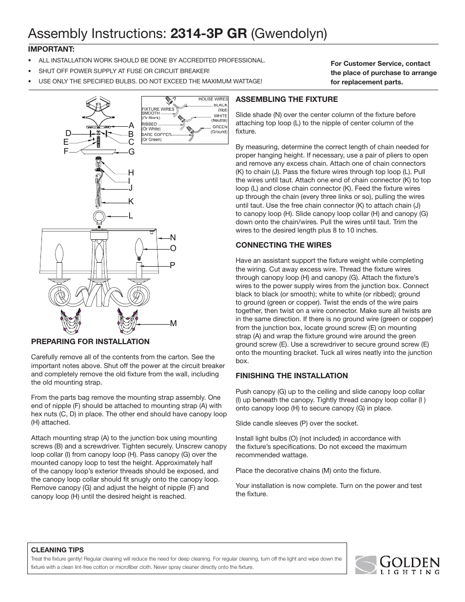 Golden Lighting 2314-3P GR User Manual | 1 page