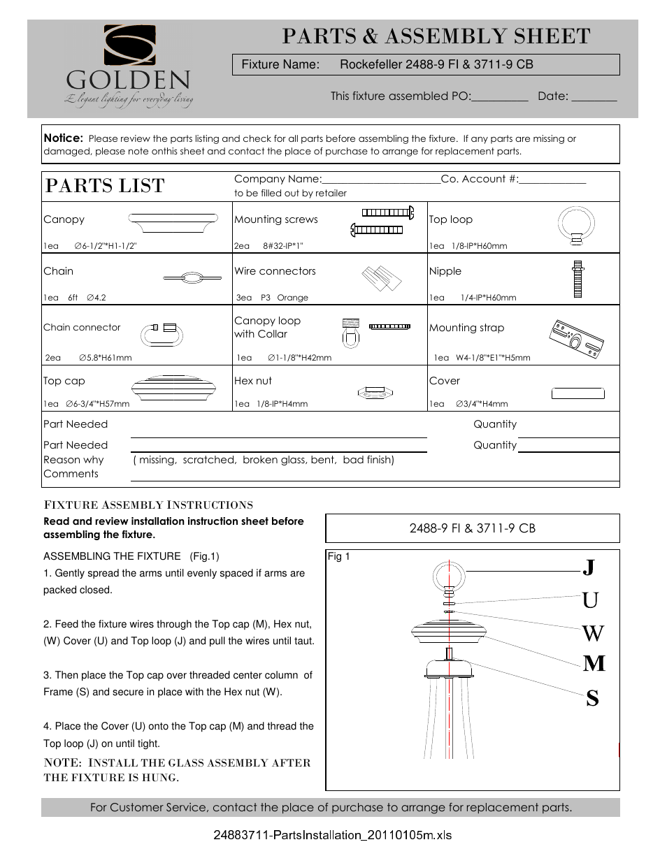 Golden Lighting 3711-9 CB User Manual | 3 pages