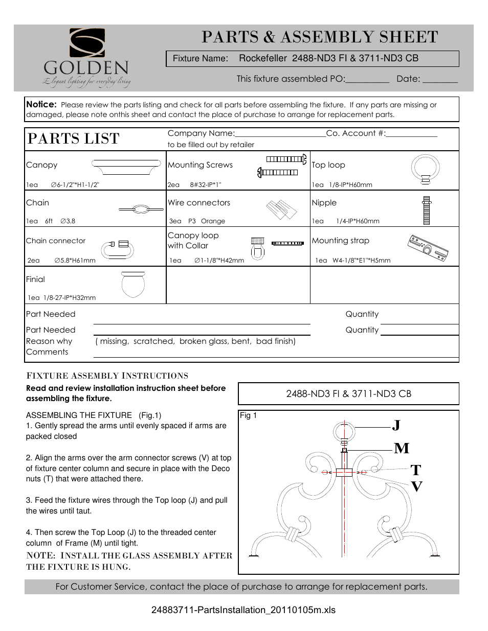 Golden Lighting 3711-ND3 CB User Manual | 3 pages