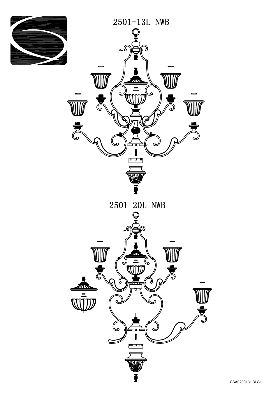 Golden Lighting 2501-20 NWB User Manual | 2 pages