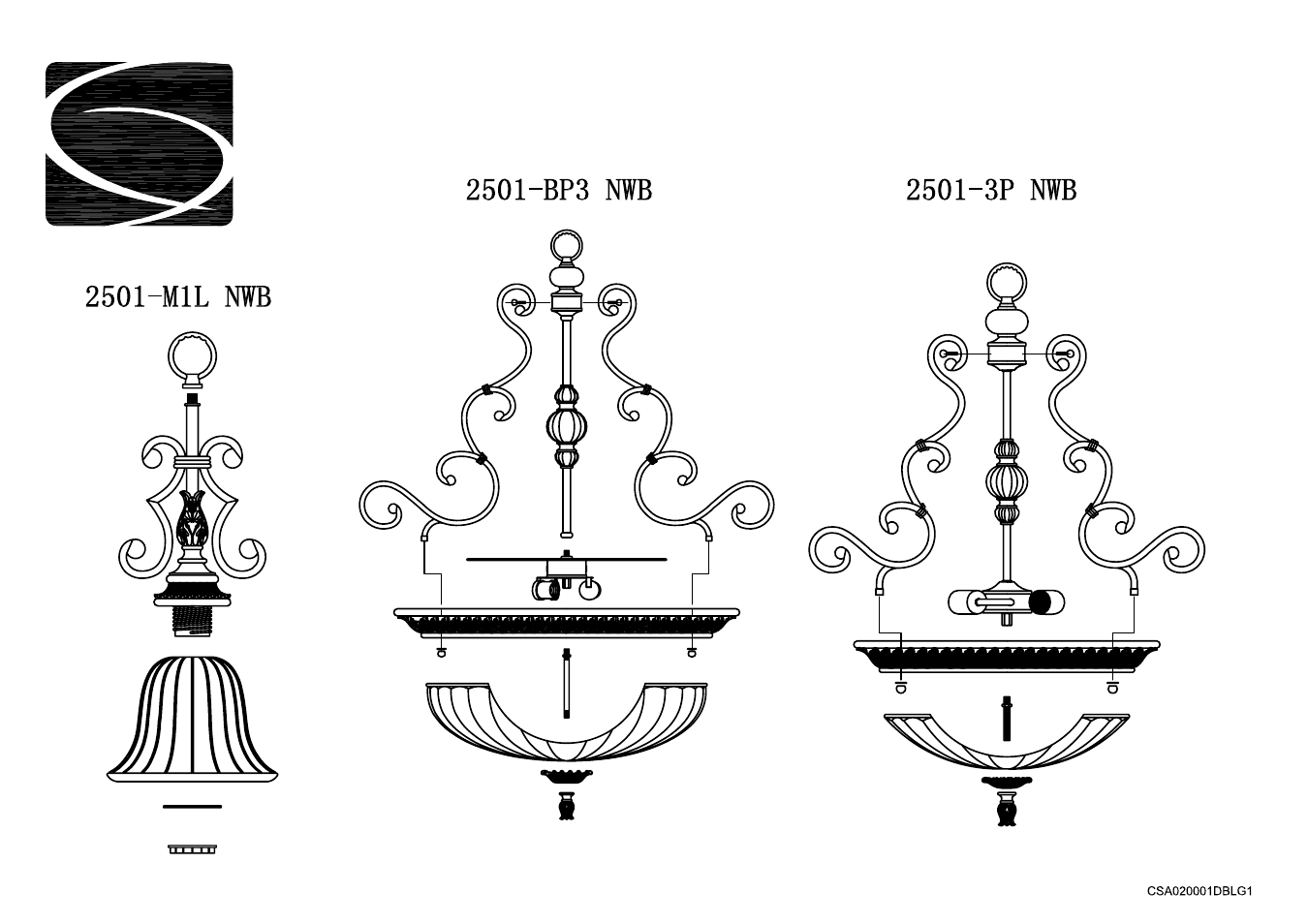 Golden Lighting 2501-M1L NWB User Manual | 2 pages