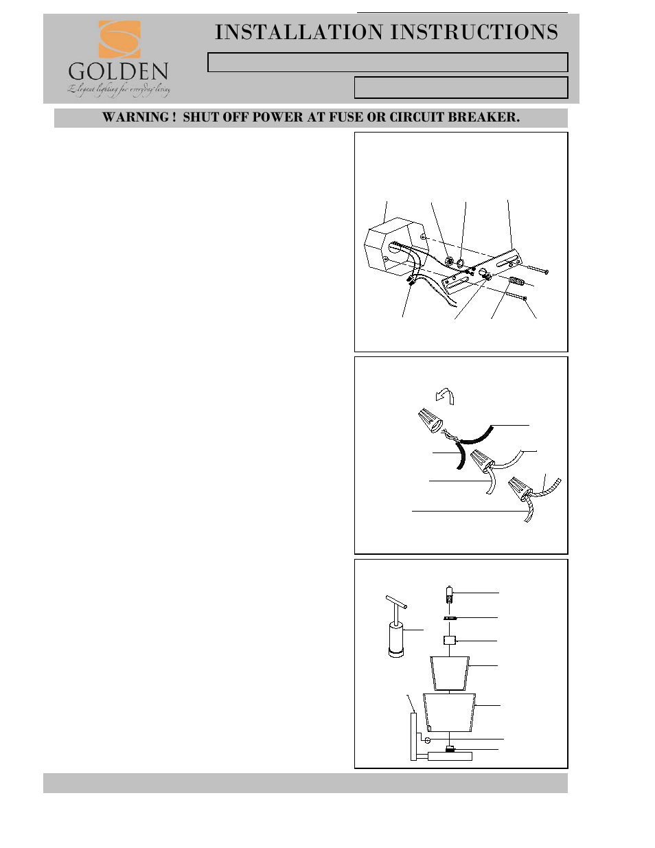 Installation instructions, Junction box | Golden Lighting 3030-BA1 CH User Manual | Page 2 / 2