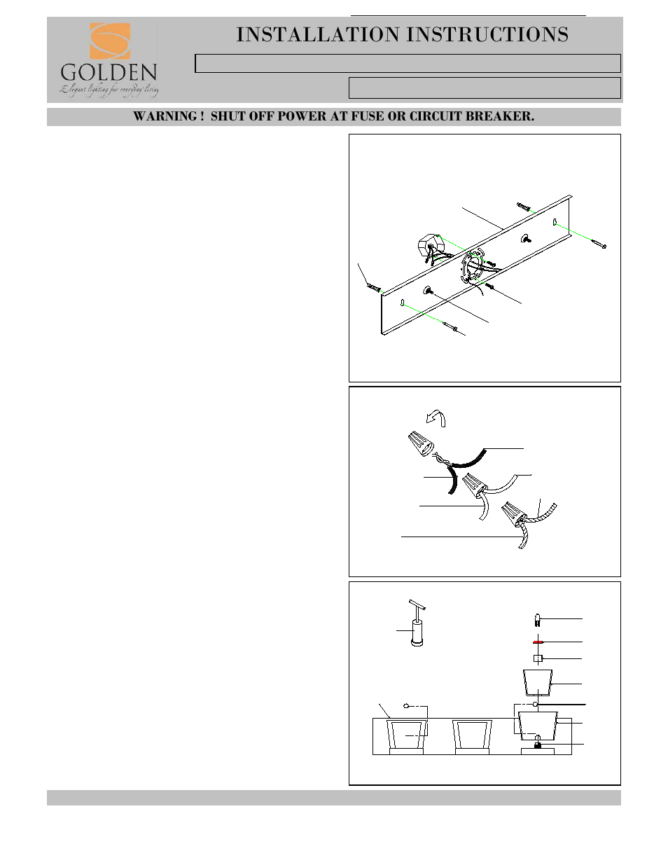 Ac d e b, Installation instructions | Golden Lighting 3030-BA3 CH User Manual | Page 2 / 2