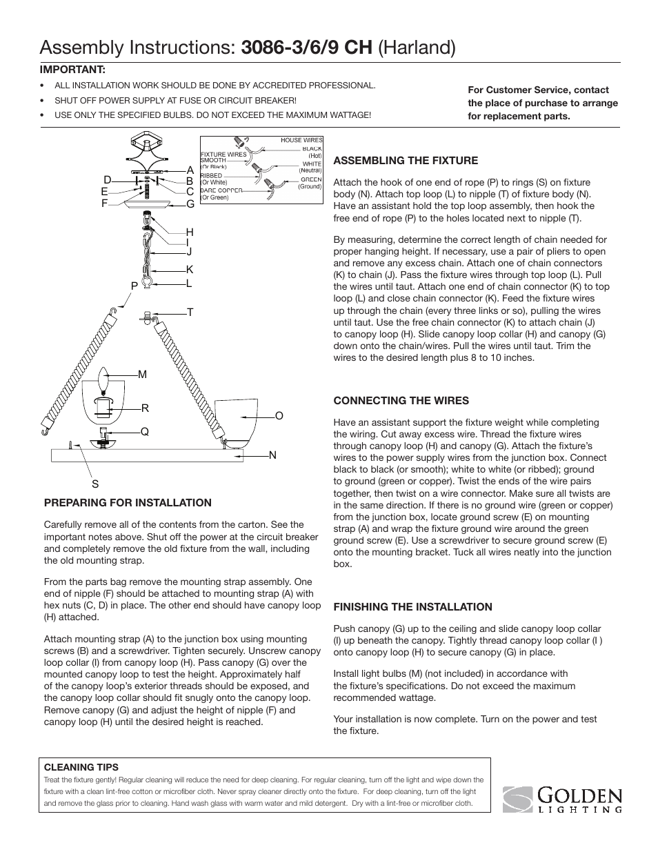 Golden Lighting 3086-3/6/9 CH User Manual | 1 page
