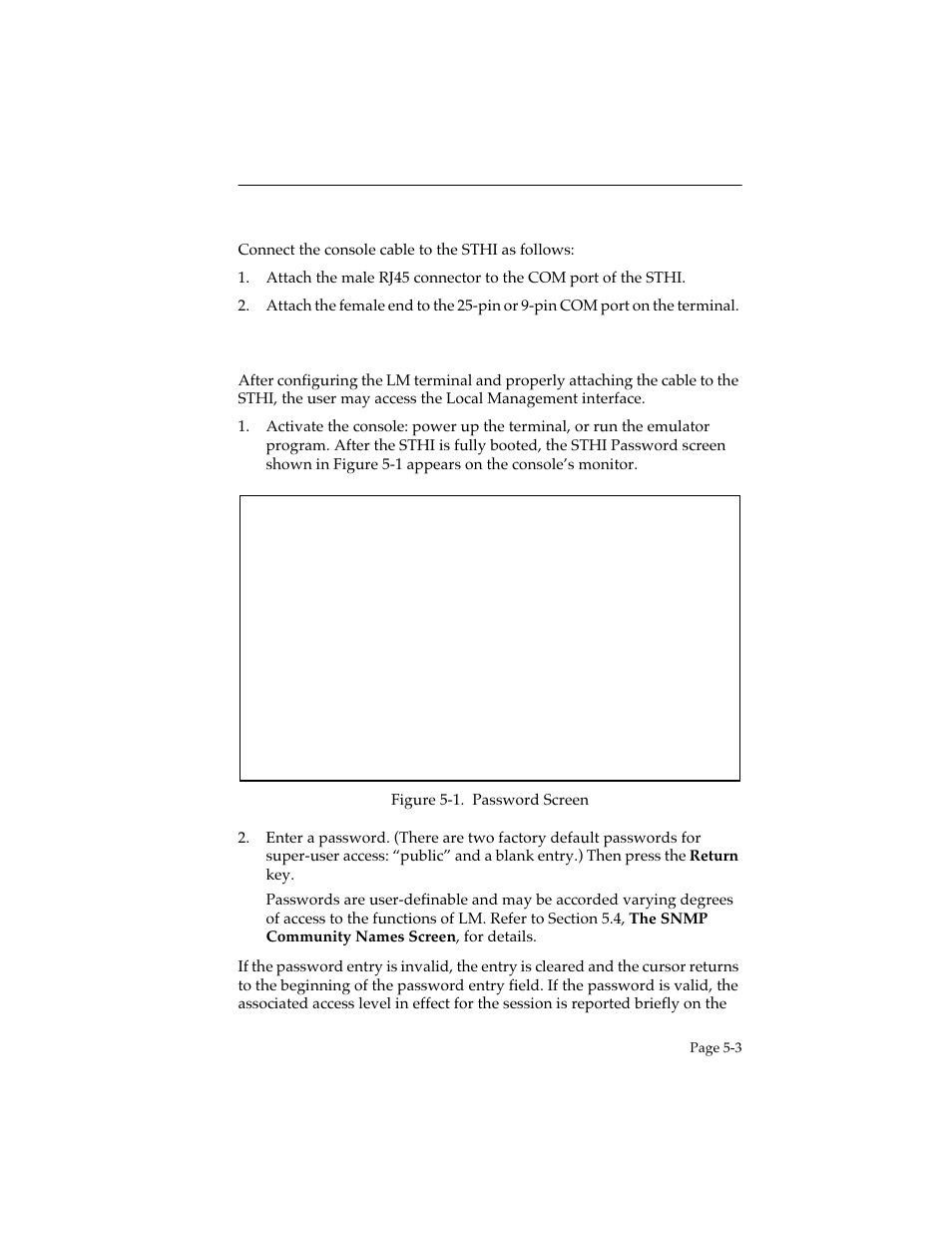 2 console cable configuration, 3 entering lm, Console cable configuration -3 | Entering lm -3 | Cabletron Systems STHI User Manual | Page 38 / 77