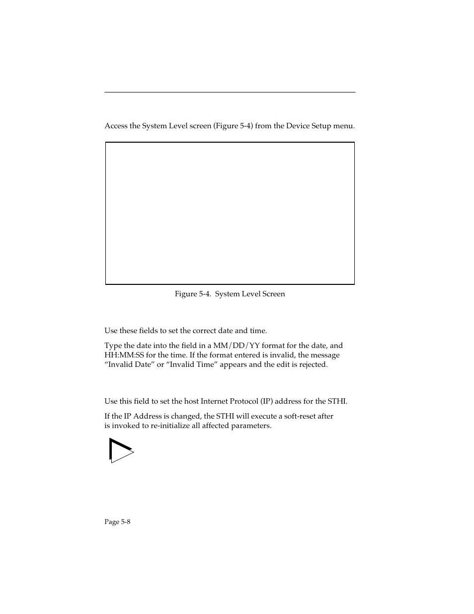 3 the system level screen, 1 system date and system time, 2 ip address | The system level screen -8 5.3.1, System date and system time -8, Ip address -8 | Cabletron Systems STHI User Manual | Page 43 / 77