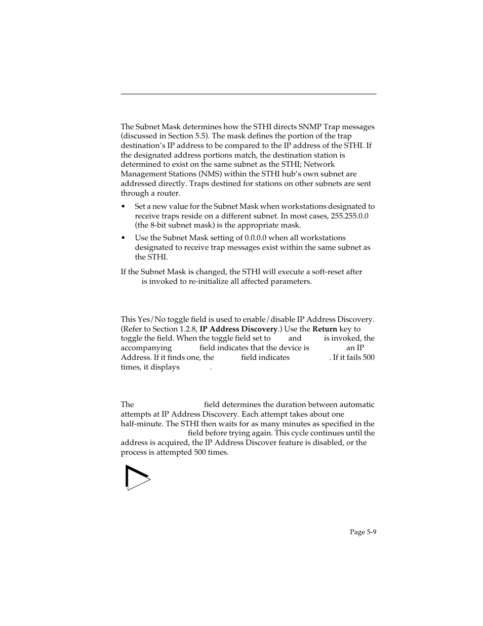 3 subnet mask, 4 enable ip address discovery, Retry interval | Subnet mask -9, Enable ip address discovery -9 | Cabletron Systems STHI User Manual | Page 44 / 77