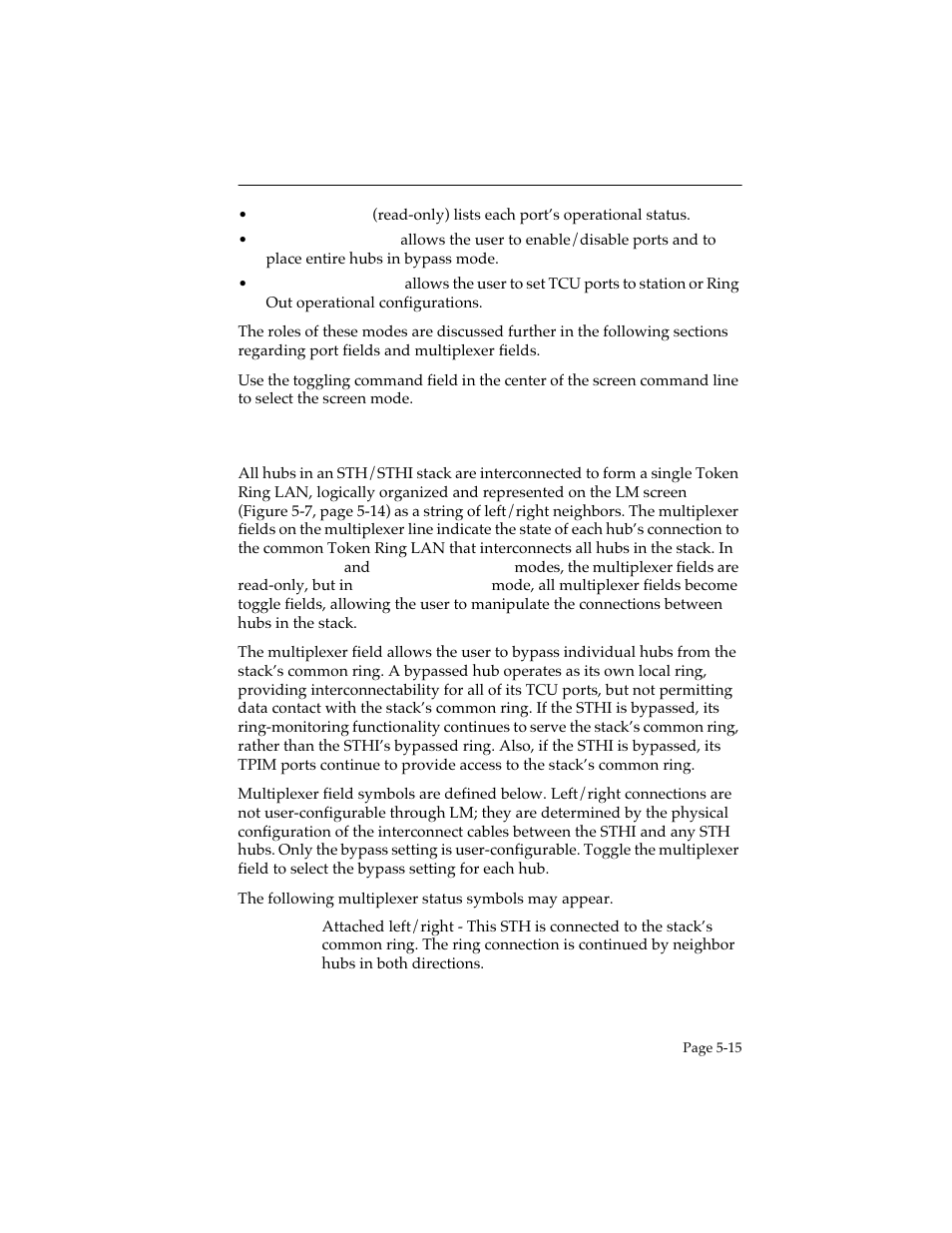 2 multiplexer configuration fields, Multiplexer configuration fields -15, Refer to section 5.6.2 | Multiplexer configuration fields, For instructions | Cabletron Systems STHI User Manual | Page 50 / 77