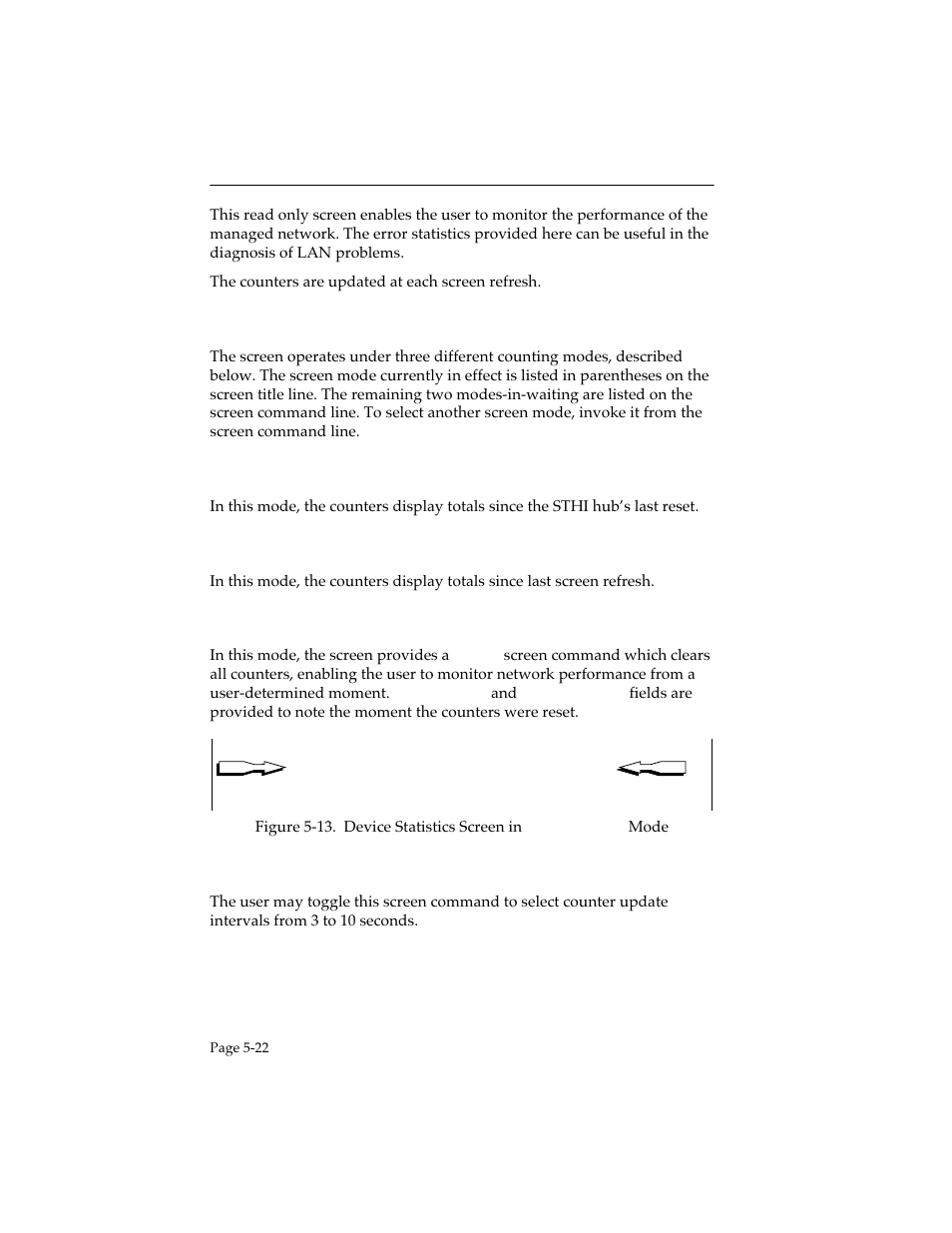 1 screen mode, Total, Delta | Accumulate, 2 refresh 3sec, Screen mode -22, Refresh 3sec -22 | Cabletron Systems STHI User Manual | Page 57 / 77