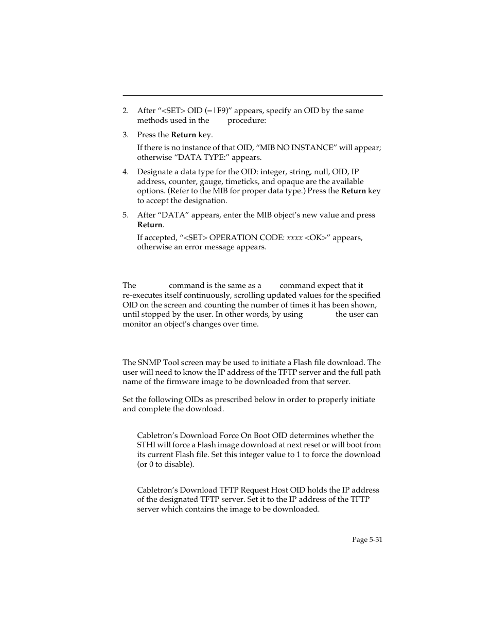 10 repeat, 11 firmware image downloads, 10 repeat -31 5.9.11 firmware image downloads -31 | Cabletron Systems STHI User Manual | Page 66 / 77
