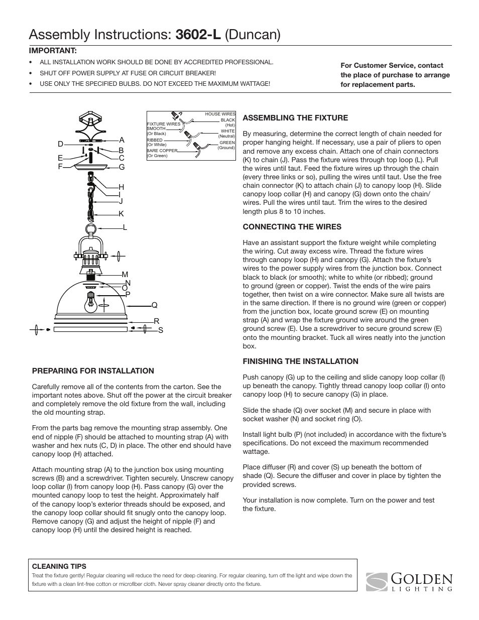 Golden Lighting 3602-L PW-SF User Manual | 1 page