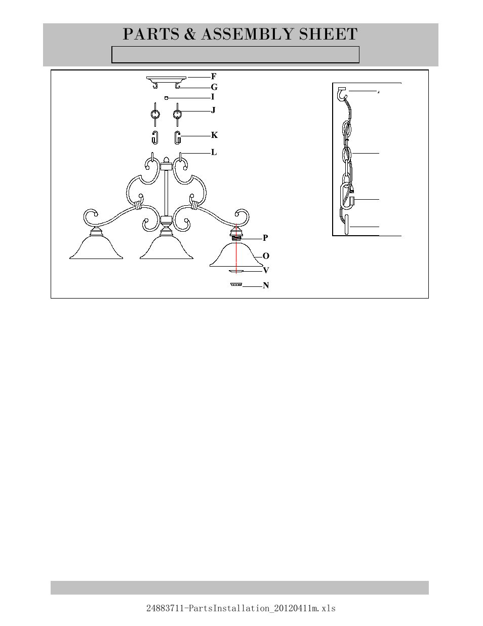 Parts & assembly sheet | Golden Lighting 3711-10 CB User Manual | Page 2 / 3
