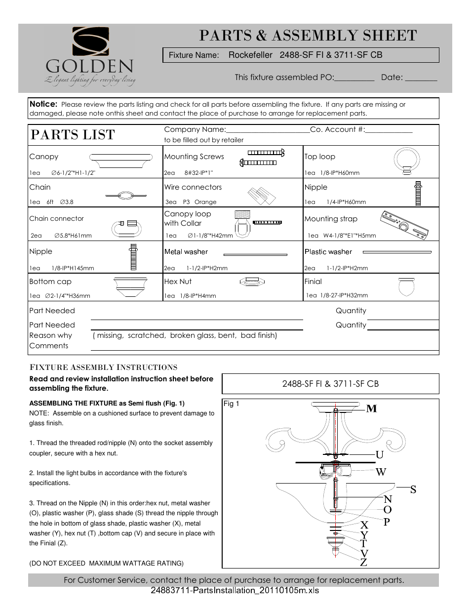 Golden Lighting 3711-SF CB User Manual | 4 pages