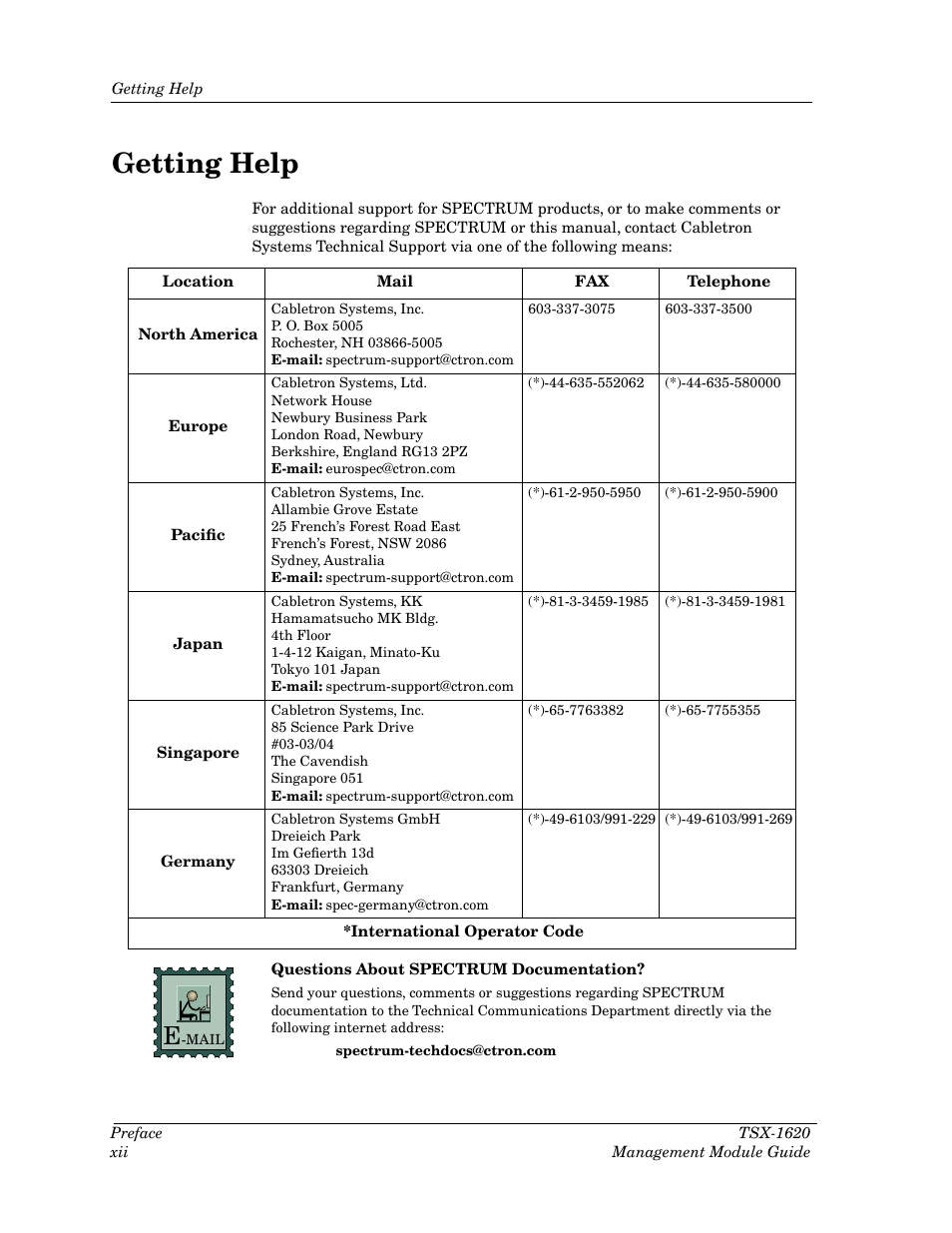 Getting help | Cabletron Systems TSX-1620 User Manual | Page 13 / 46