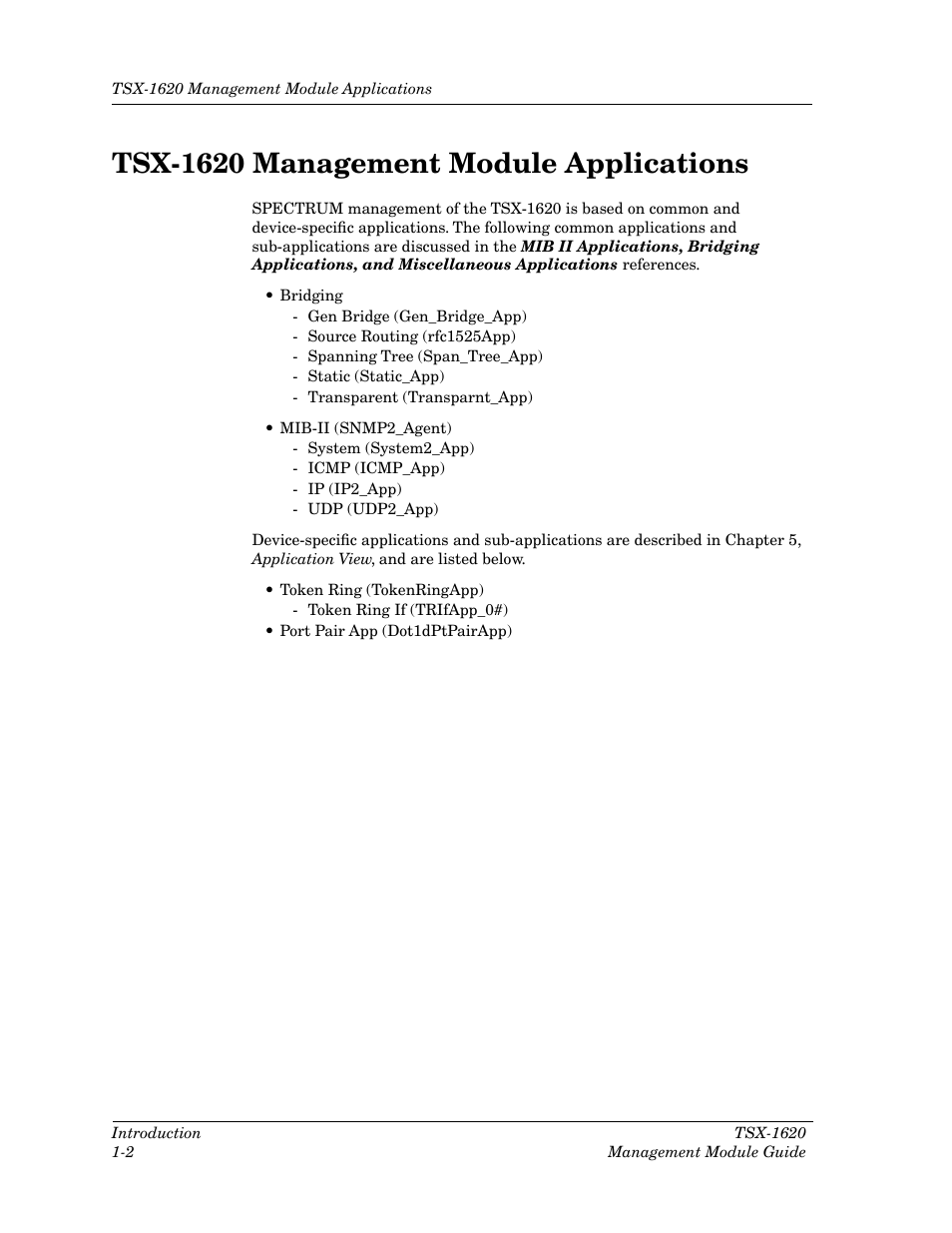 Tsx-1620 management module applications, Tsx-1620 management module applications -2 | Cabletron Systems TSX-1620 User Manual | Page 15 / 46