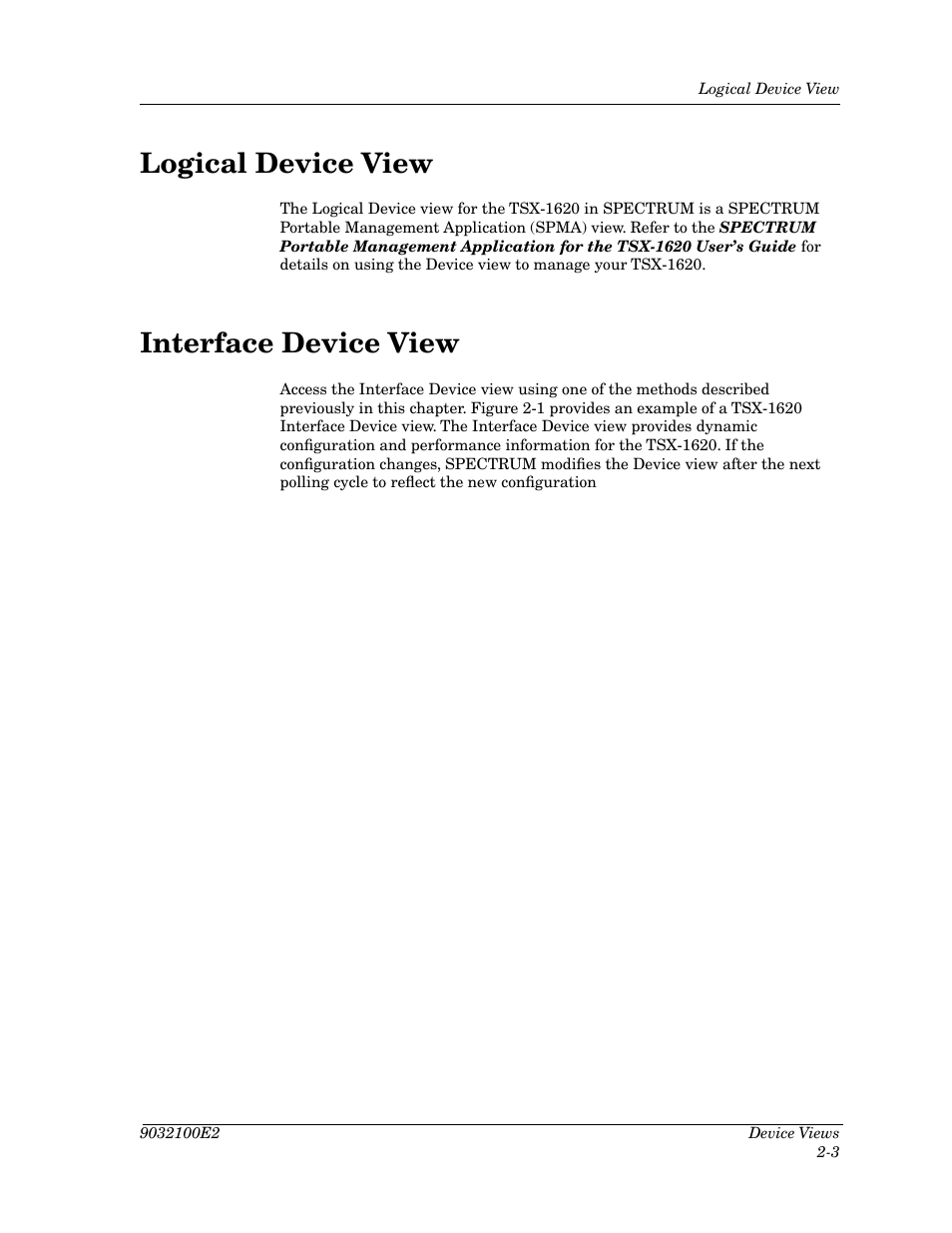 Logical device view, Interface device view, Logical device view -3 interface device view -3 | Cabletron Systems TSX-1620 User Manual | Page 20 / 46