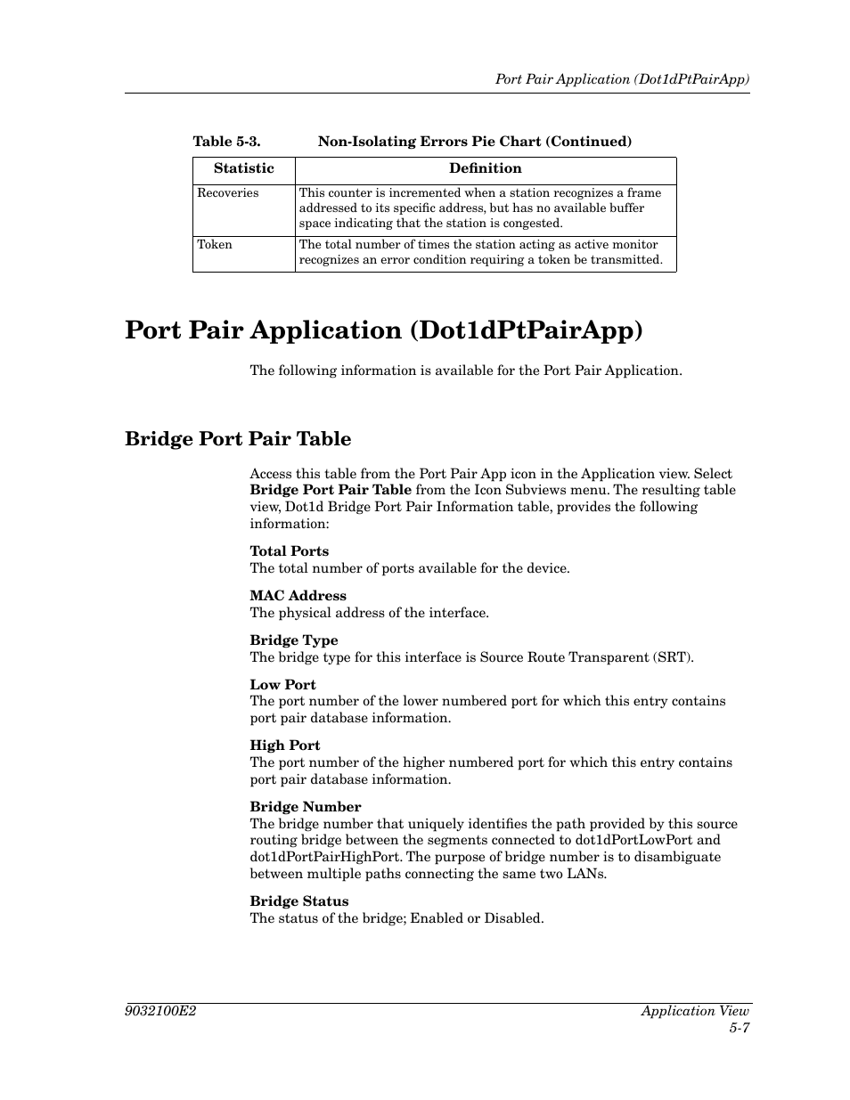 Port pair application (dot1dptpairapp), Bridge port pair table, Port pair application (dot1dptpairapp) -7 | Bridge port pair table -7 | Cabletron Systems TSX-1620 User Manual | Page 42 / 46