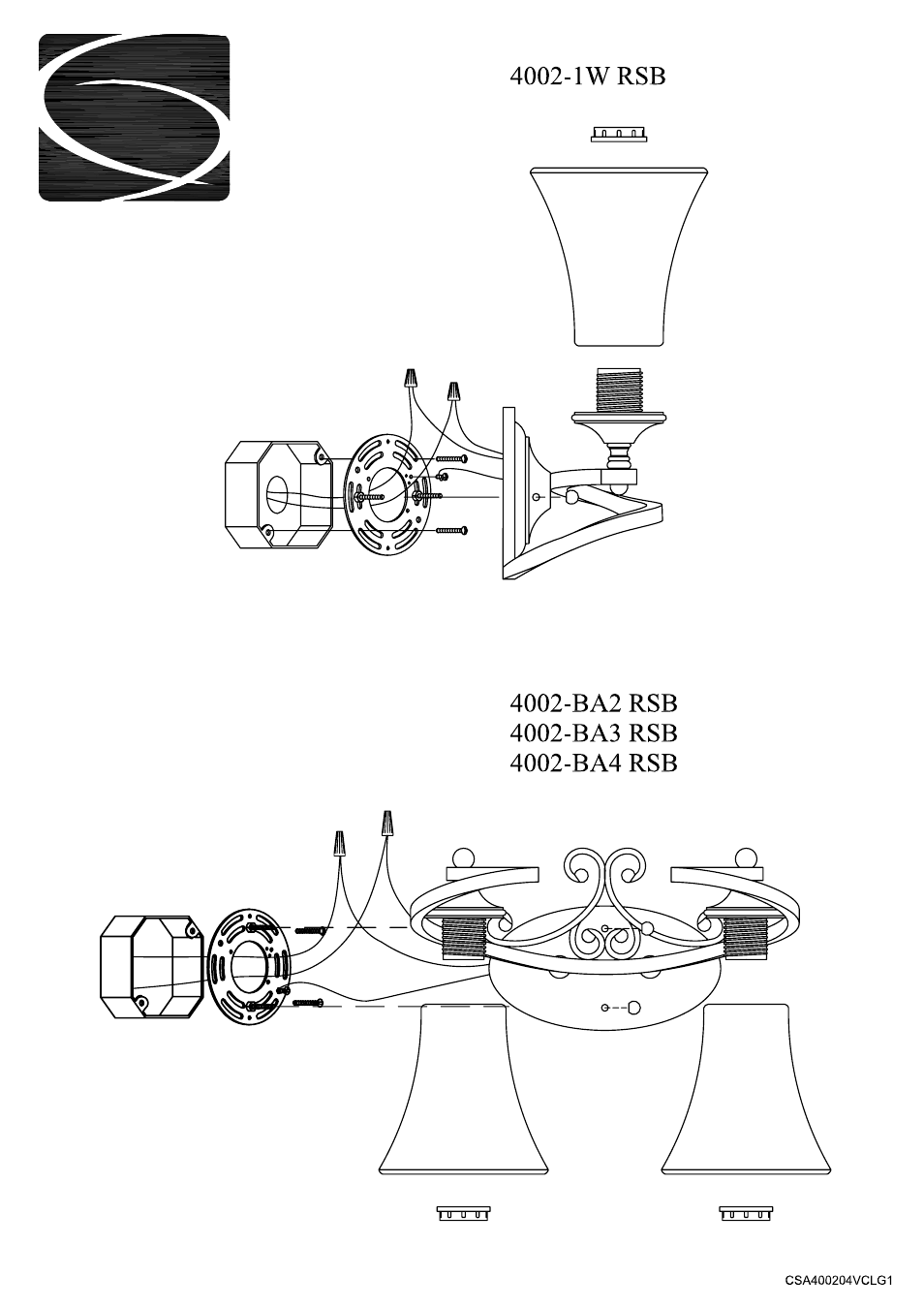 Golden Lighting 4002-BA4 RSB User Manual | 2 pages