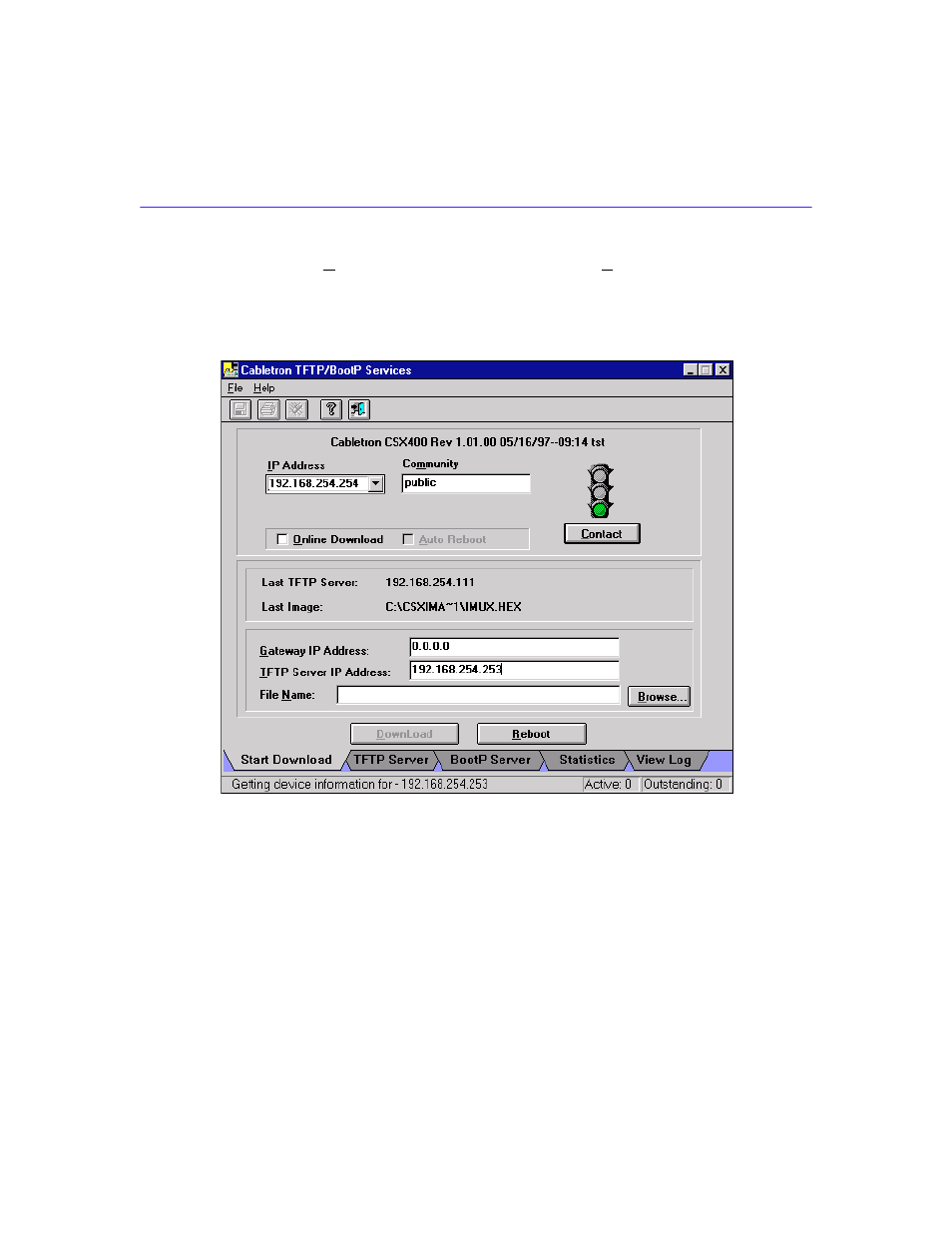 Tftp/bootp services, Windo | Cabletron Systems Cabletron CyberSWITCH CSX400 User Manual | Page 134 / 275